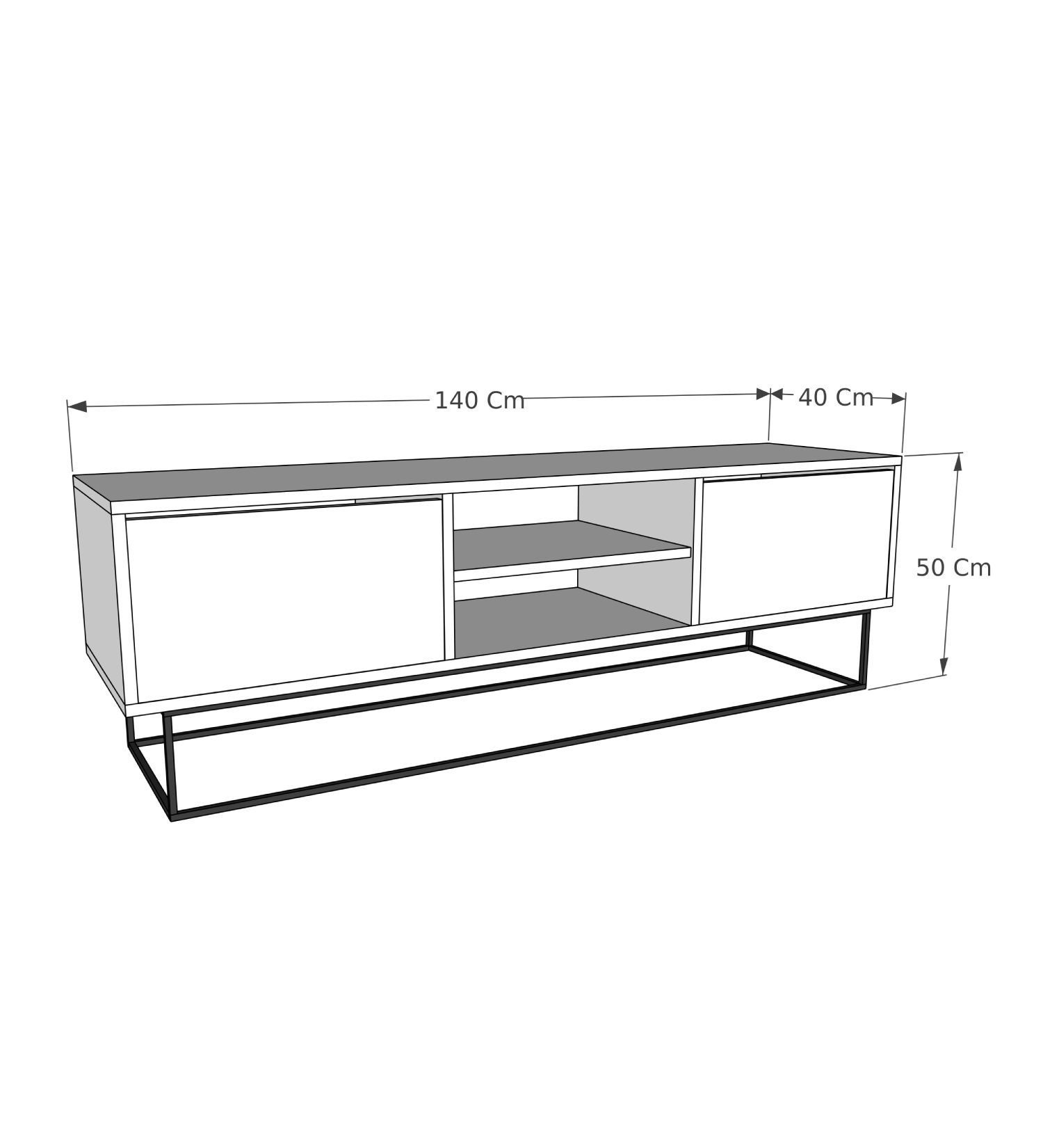 cm, Melaminbeschichtete Schränke, Partikelplatte Skye 50x140x40 100% Decor TV-Schrank