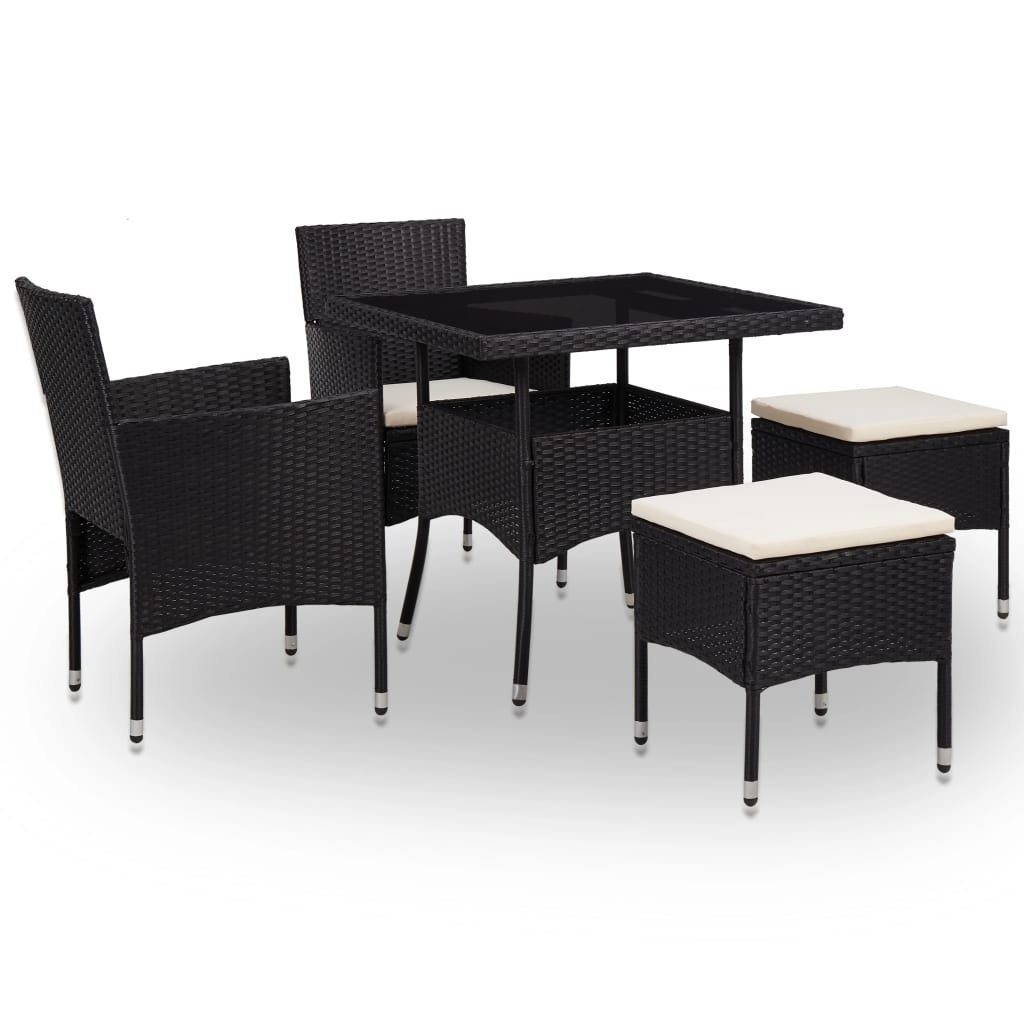 vidaXL GartenEssgruppe »5tlg. GartenEssgruppe Schwarz Poly Rattan