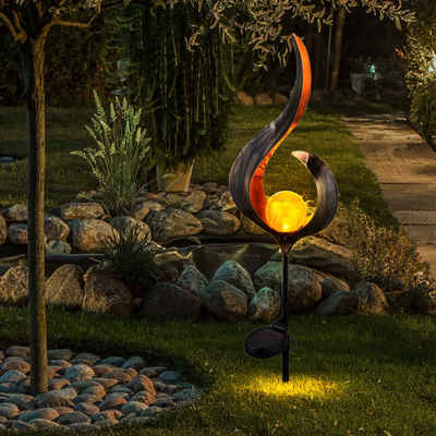 Globo LED Solarleuchte, Design LED Solar Leuchte Außen Beleuchtung Dekoration Steck Lampe Flamme Design Globo 33465