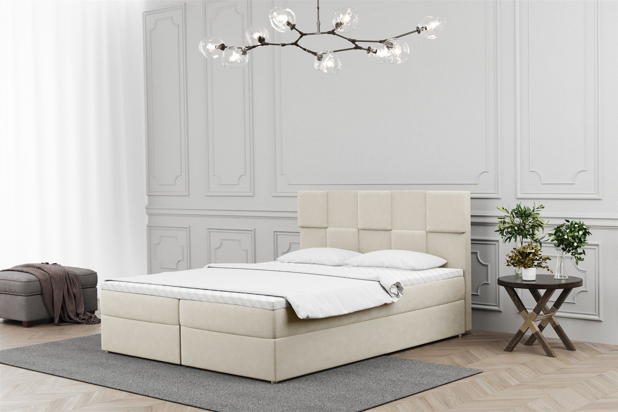 Fun Möbel Boxbett Schlafzimmerbett Bett JOLIE in Stoff (Stoff Matt Velvet oder Stoff Soro, Inkl. Topper), Inkl. Bettkasten