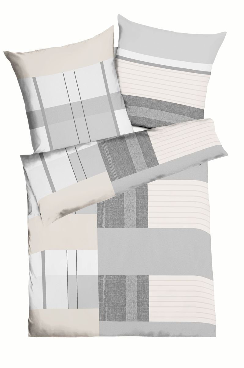 JACK Bettwäsche JACK by Kaeppel Straight Kiesel Grau Sand, Biber, 2 teilig, günstig online kaufen