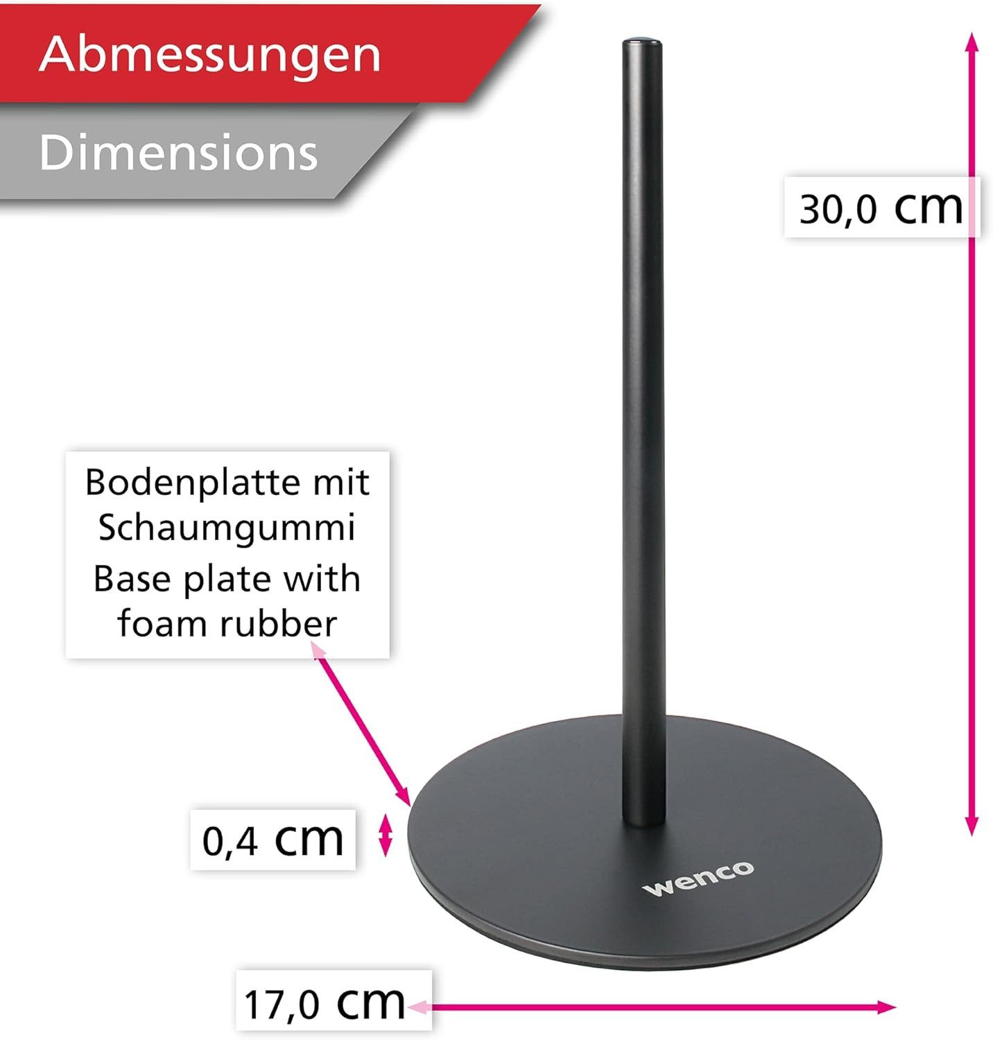Wenco Küchenrollenhalter Schwarz Küchenpapier 31,5L x 17B cm, (1-St), Elegantes, modernes Design, Stabiles Stahlgestell – Bild 3 von 4