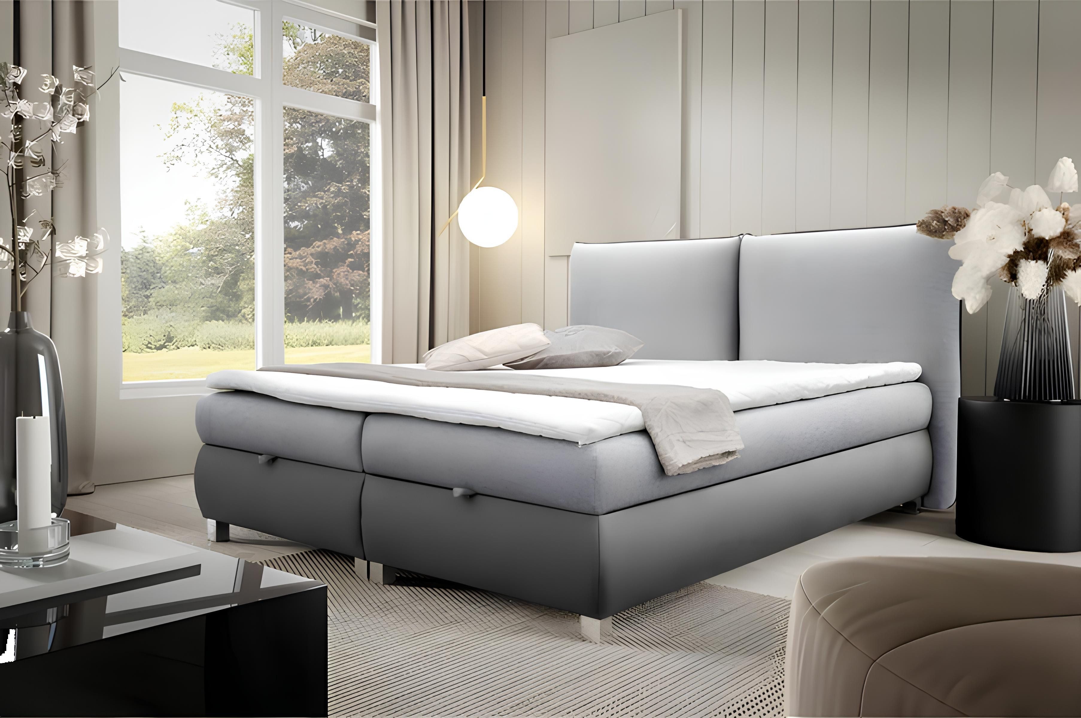 JVmoebel Boxspringbett Bett Polster Design Luxus Doppel Hotel Betten Königliches Modern Holz (Bett), Made in Europa