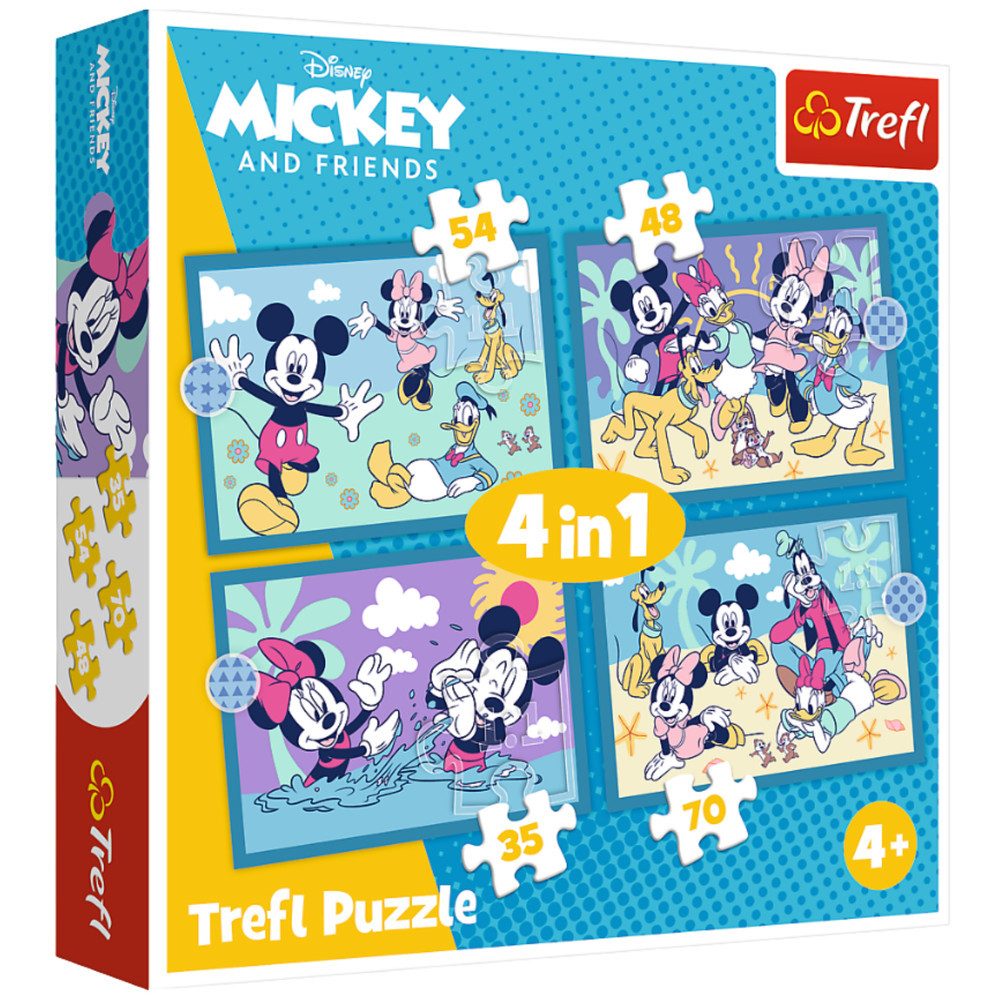Trefl Puzzle Kinderpuzzle Legespiel Lernspiel, 207 Puzzleteile, 4 Puzzles, 35/48/54/70 Teile, Disney-Motive, ab 4 Jahren