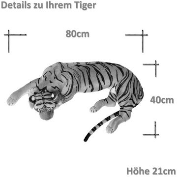 TE-Trend Kuscheltier Weißer Tiger Deko Plüschtier Raubkatze Großkatze 70cm