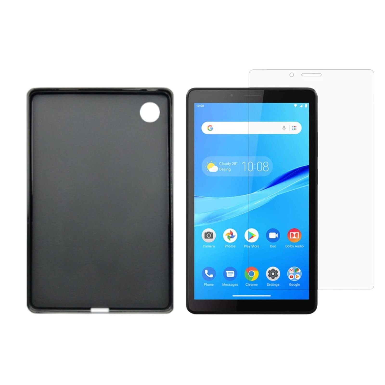Lobwerk Tablet-Hülle 2in1 Set (Hülle + Glas) für Lenovo Tab M7 TB-7305F TB-7306F 7 Zoll, Sturzdämpfung, Flexibel, Waschbar