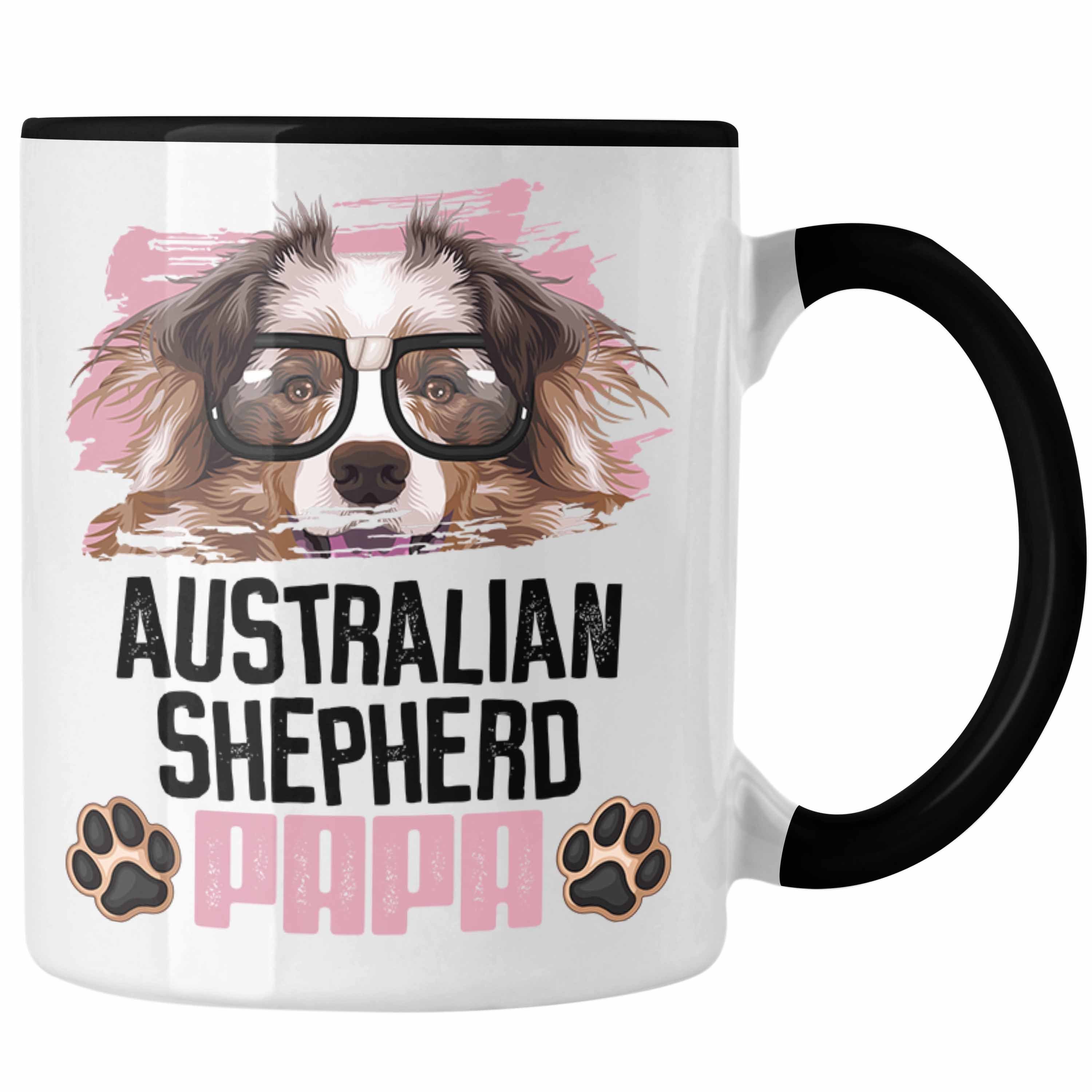 Trendation Tasse Australian Shepherd Papa Besitzer Tasse Geschenk Lustiger Spruch Gesch Schwarz
