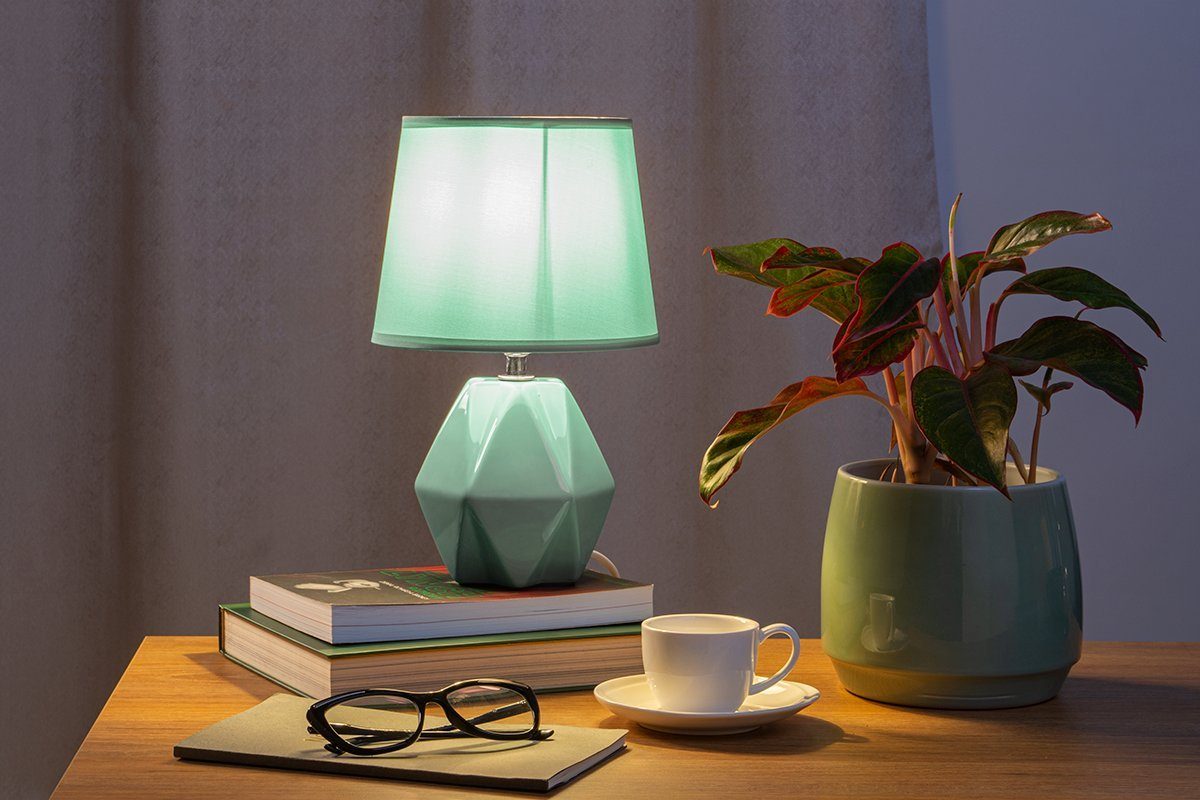 Leuchtmittel Tischleuchte Schreibtischlampe ohne Konsimo FABO Minze Nachttischlampe,