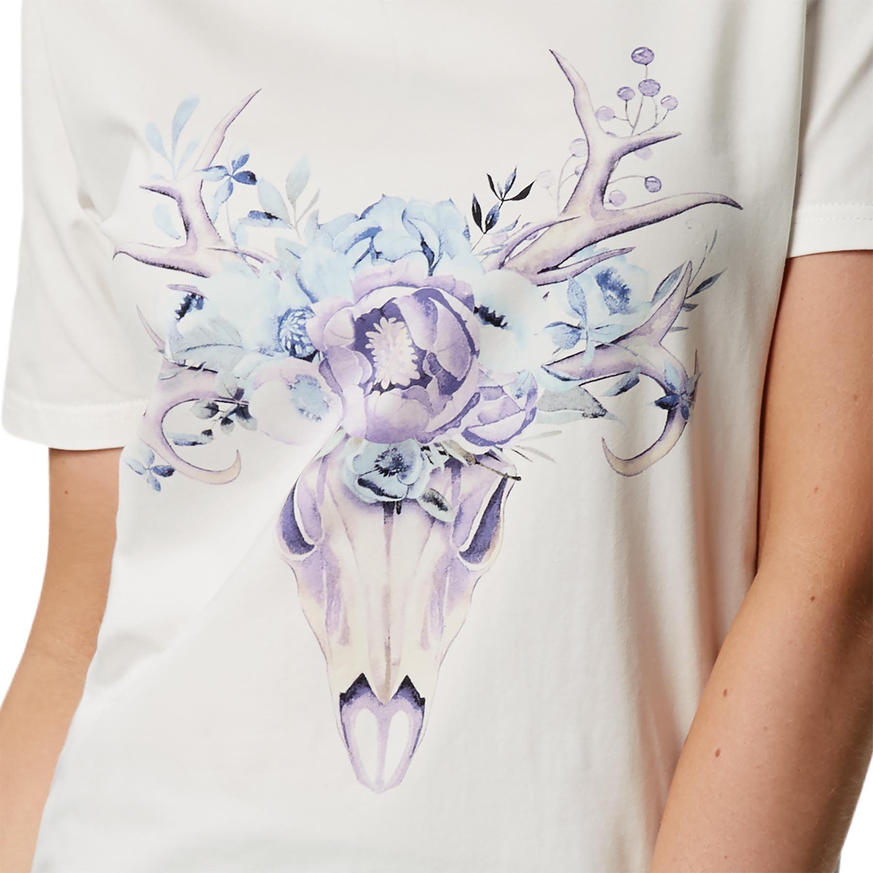 dressforfun T-Shirt Jägeroberteil, T-Shirt mit originellem, verspieltem Aufdruck (Kurzarmtop, Konfektionsgröße S in weiß) Kurzarm-Schnitt mit doppellagigem Saum, Leicht und angenehm zu tragen
