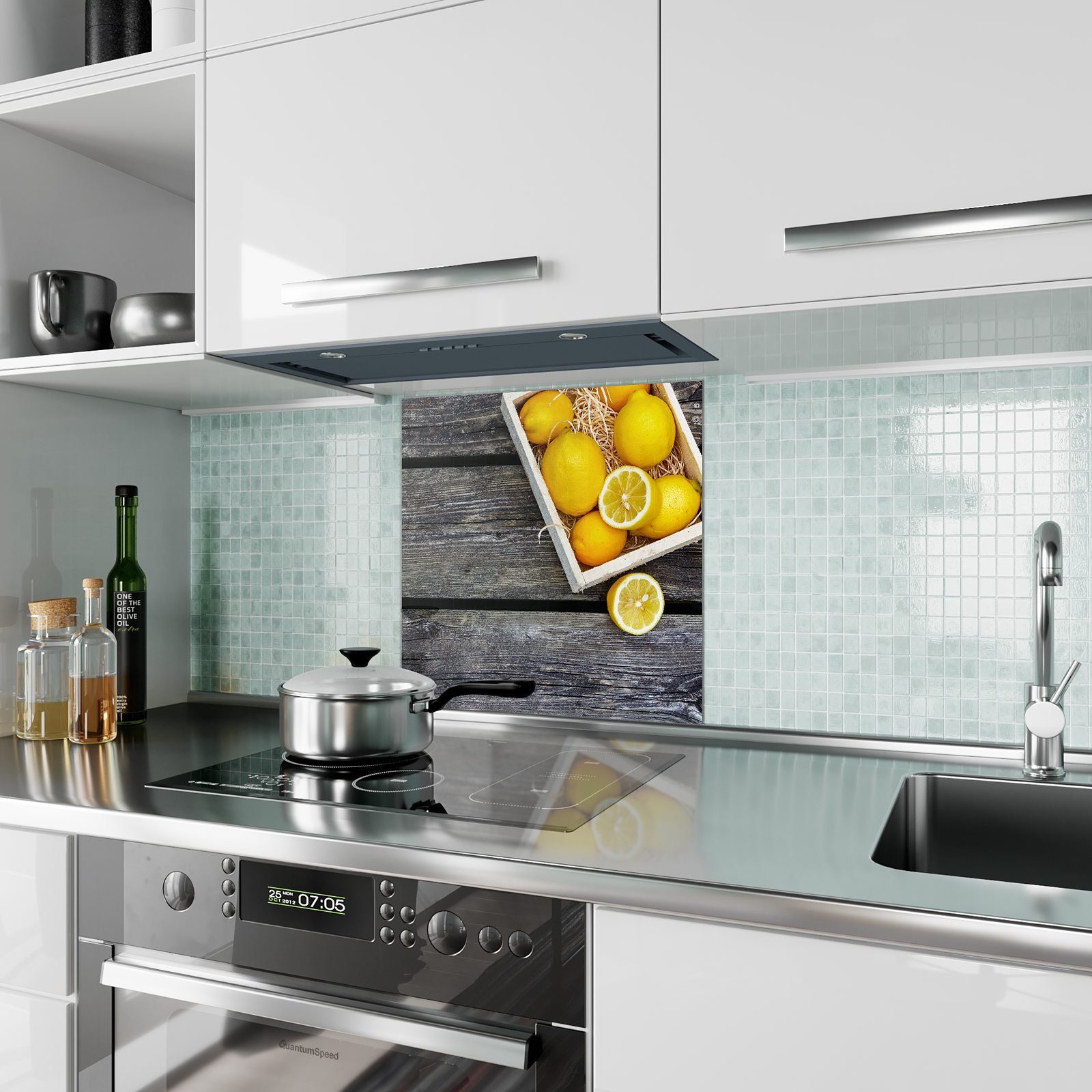 Motiv in Küchenrückwand Korb Zitronen Spritzschutz Primedeco Glas mit Küchenrückwand