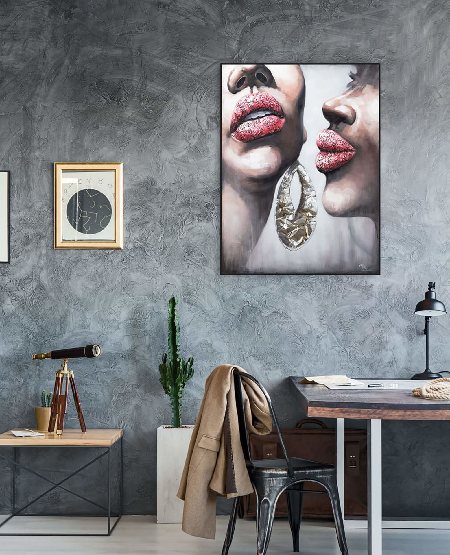 KUNSTLOFT Gemälde Friendly Secret 75x100 cm, Leinwandbild 100% HANDGEMALT Wandbild Wohnzimmer