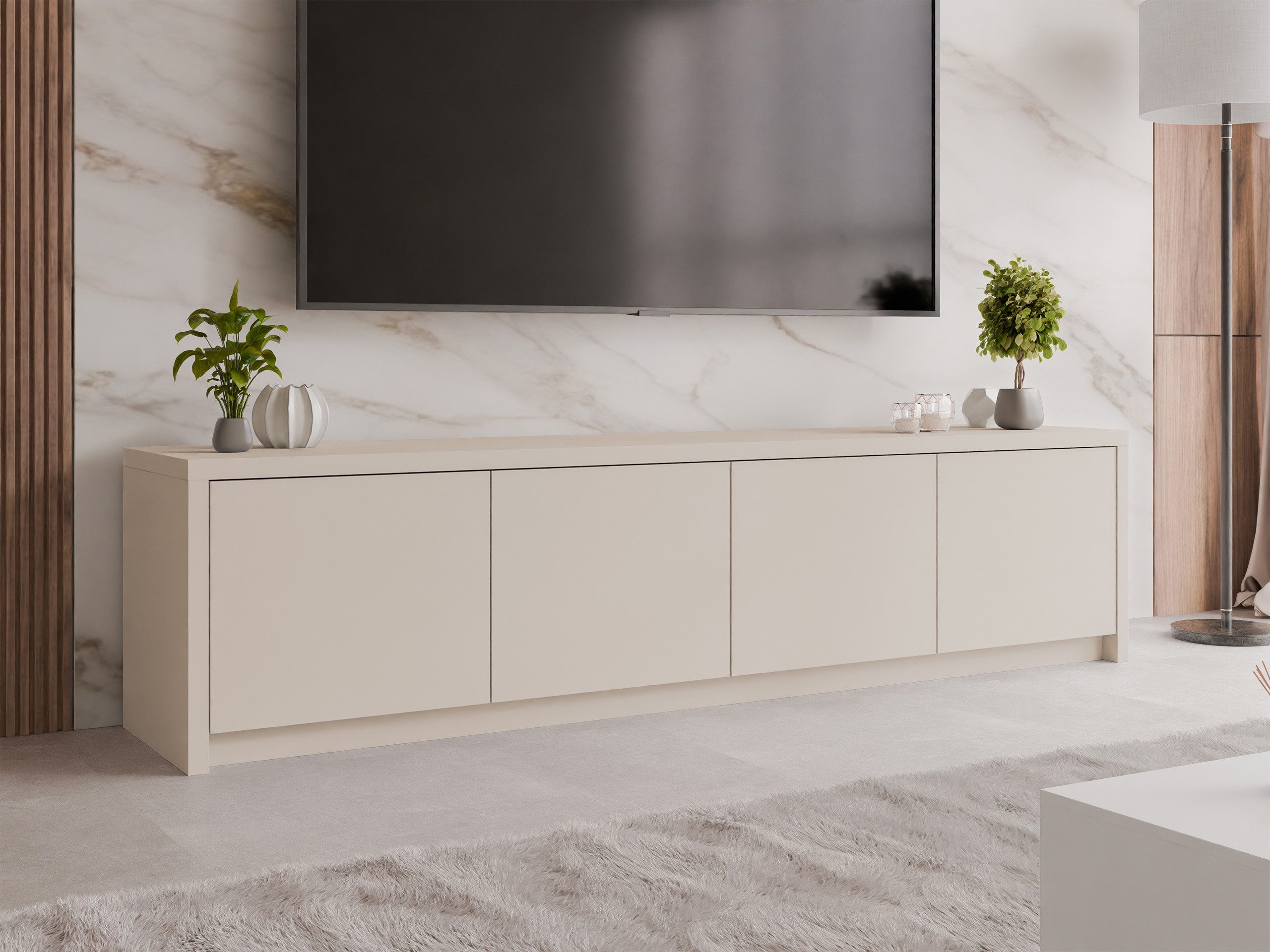 MIRJAN24 TV-Schrank Solid 4D (mit vier Drehtüren) Push to open, 198x40x51 cm