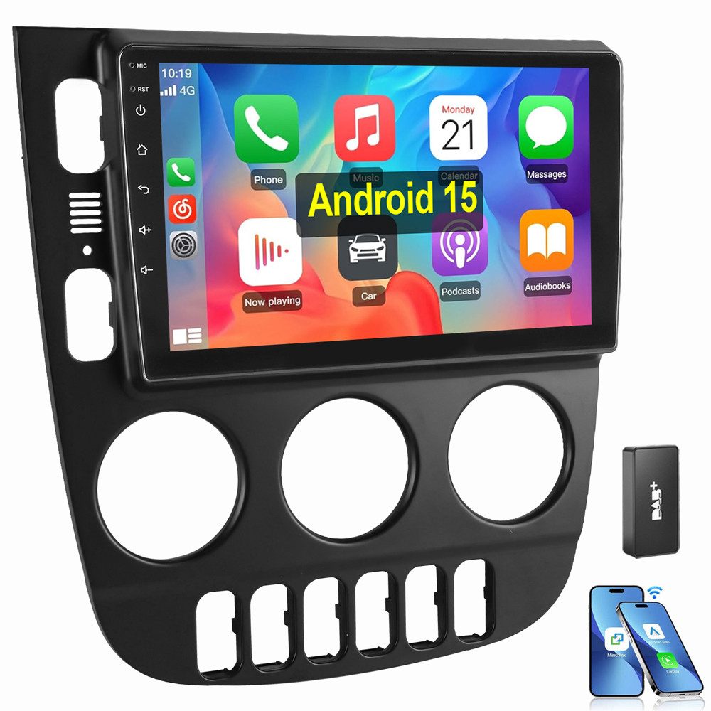 ESSGOO 9" Für Mercedes-Benz M-Klasse W163 ML320 Carplay Android 15 Autoradio (RDS, Digitalradio (DAB), FM, AM, Carplay Android Auto GPS BT EQ USB WIFI RDS SWC)