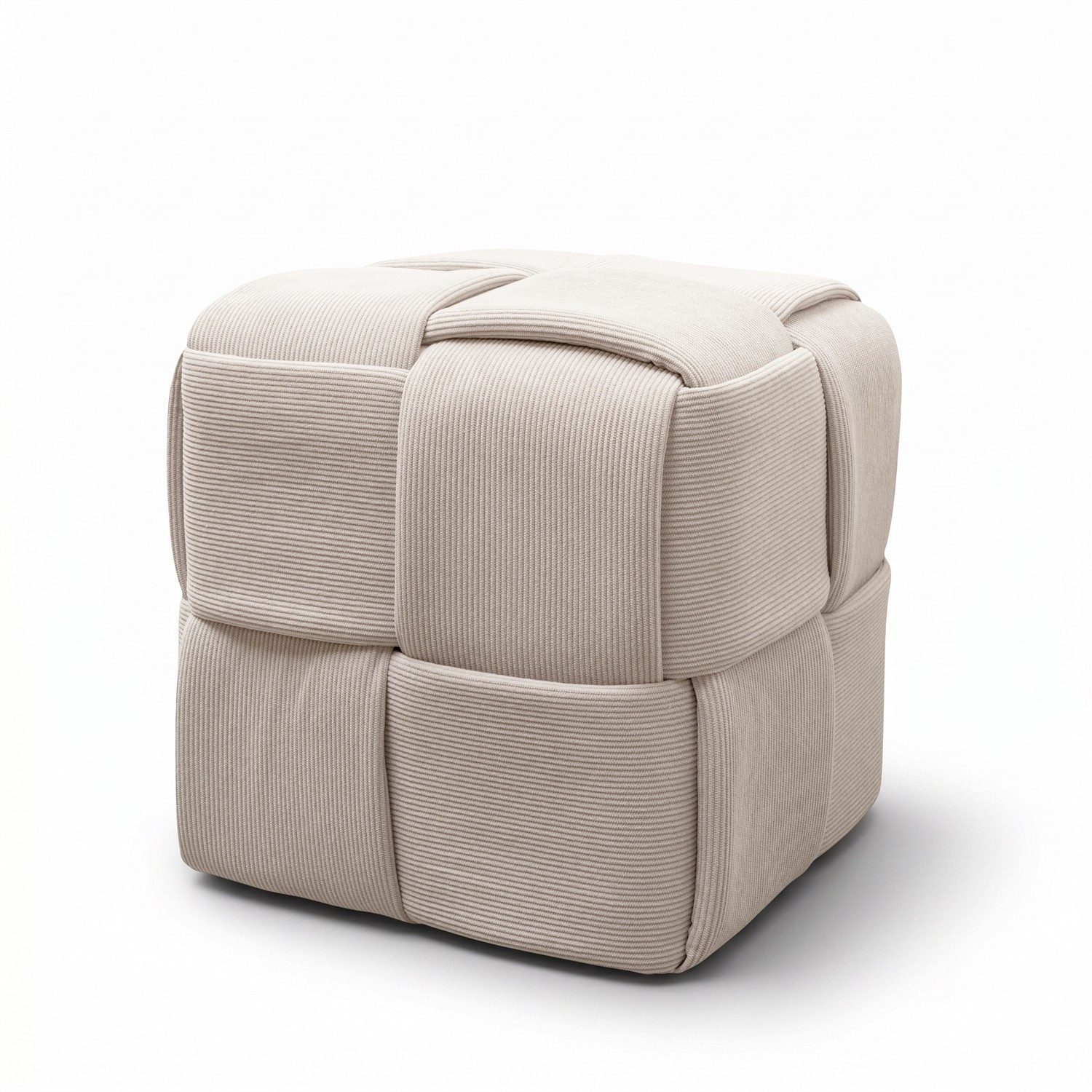 Lookway Pouf Pouf CUBETTO aus Cordstoff in geflochtener Form
