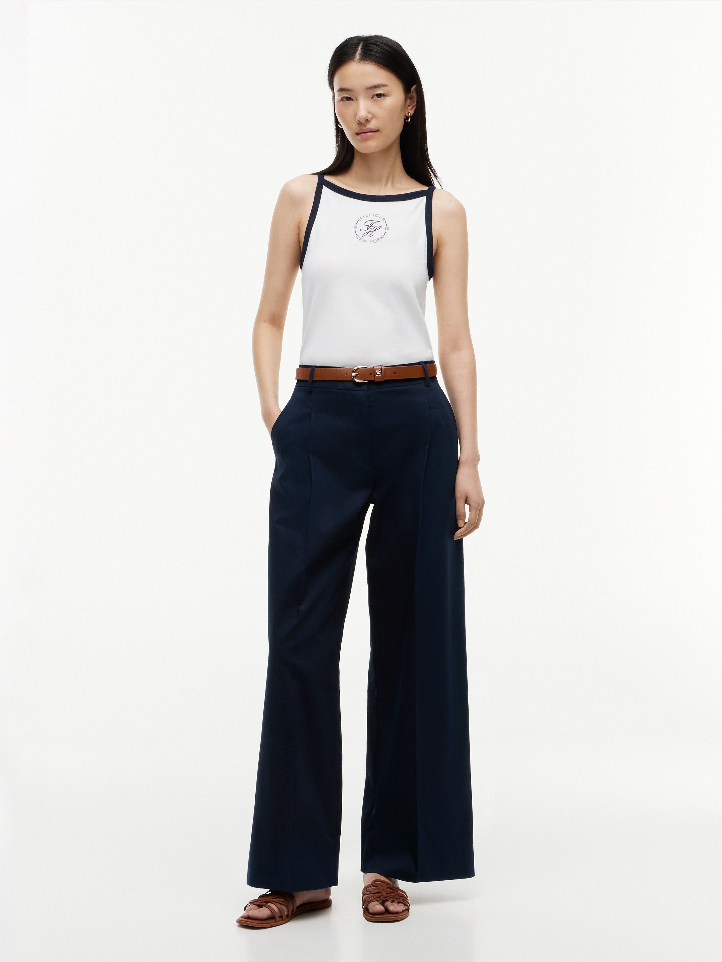 Tommy Hilfiger Trägertop TH ROUNDAL SLIM TANK TOP Materialmix, Stretch, slim fit – Bild 4 von 5