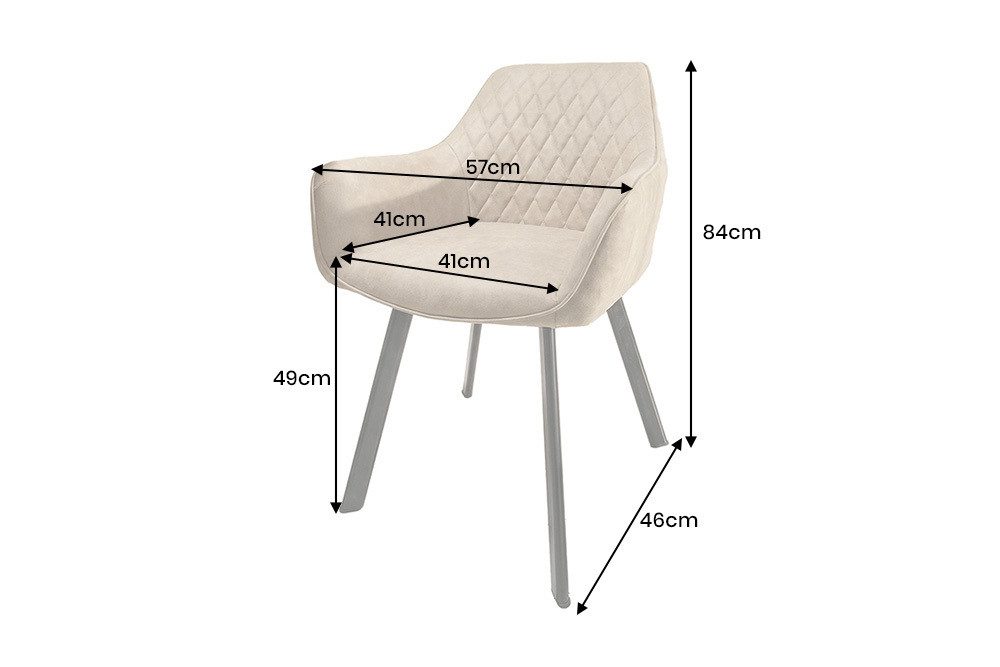riess-ambiente Polsterstuhl PALERMO beige/schwarz – Microfaser, mit Armlehne, Ziersteppung, modern (Einzelartikel, 1 St), bequeme Polsterung im Retrolook – idea – Bild 3 von 5