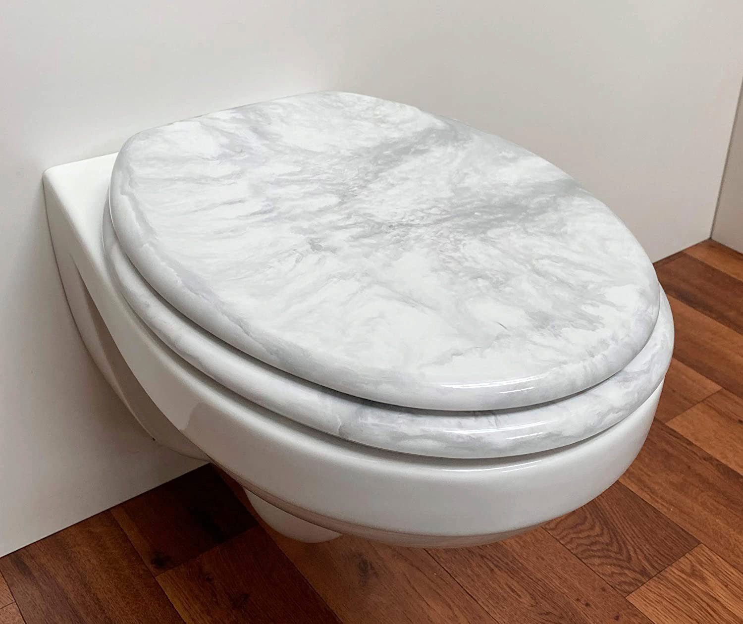 ADOB WC-Sitz Eleganza Marmor, hohe Belastbarkeit bis 250 Kg, verstellbare Edelstahlscharniere