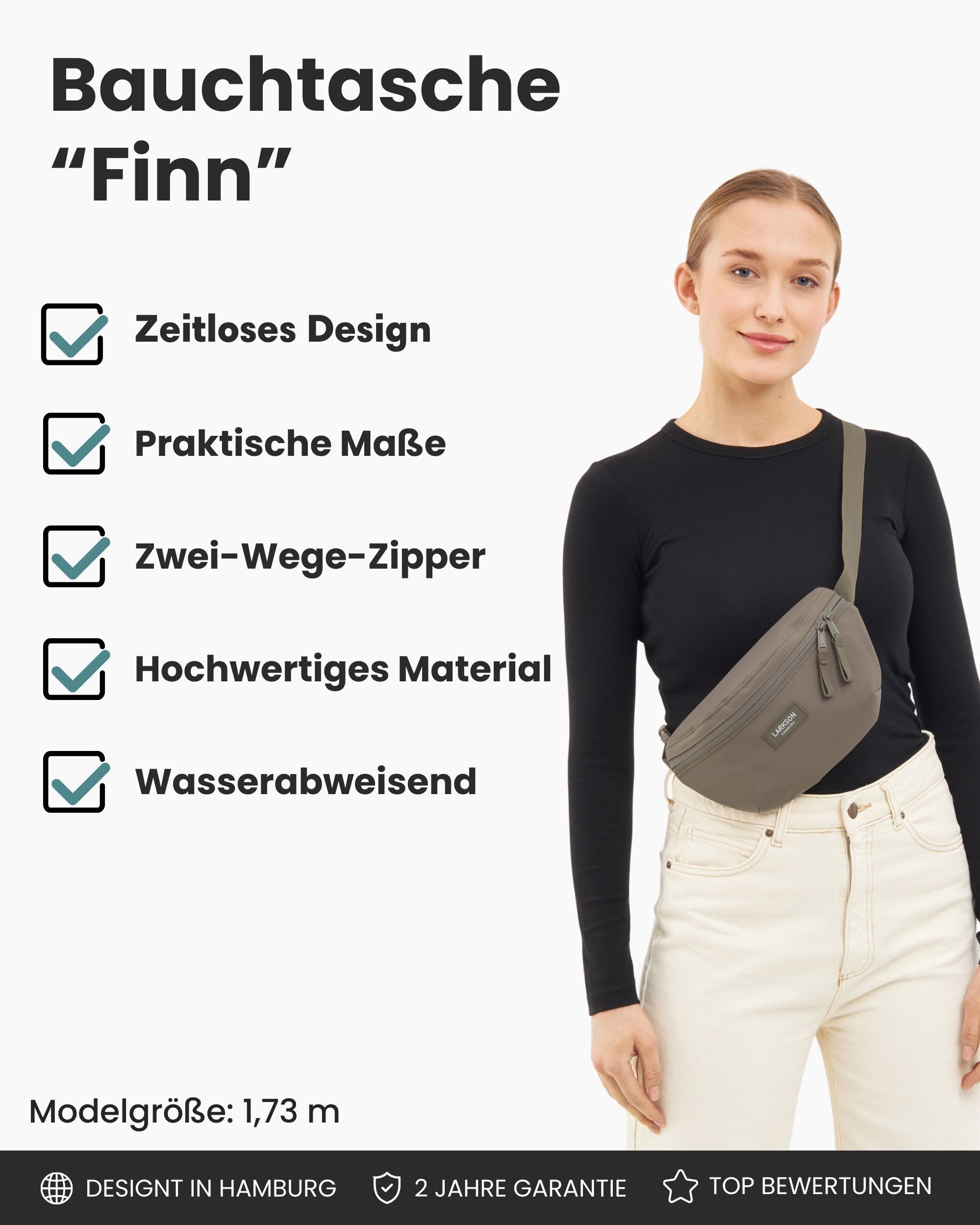 LARKSON Gürteltasche Finn Bauchtasche Damen Herren (1-tlg), Hip Bag mit großem Fach, Wasserabweisend