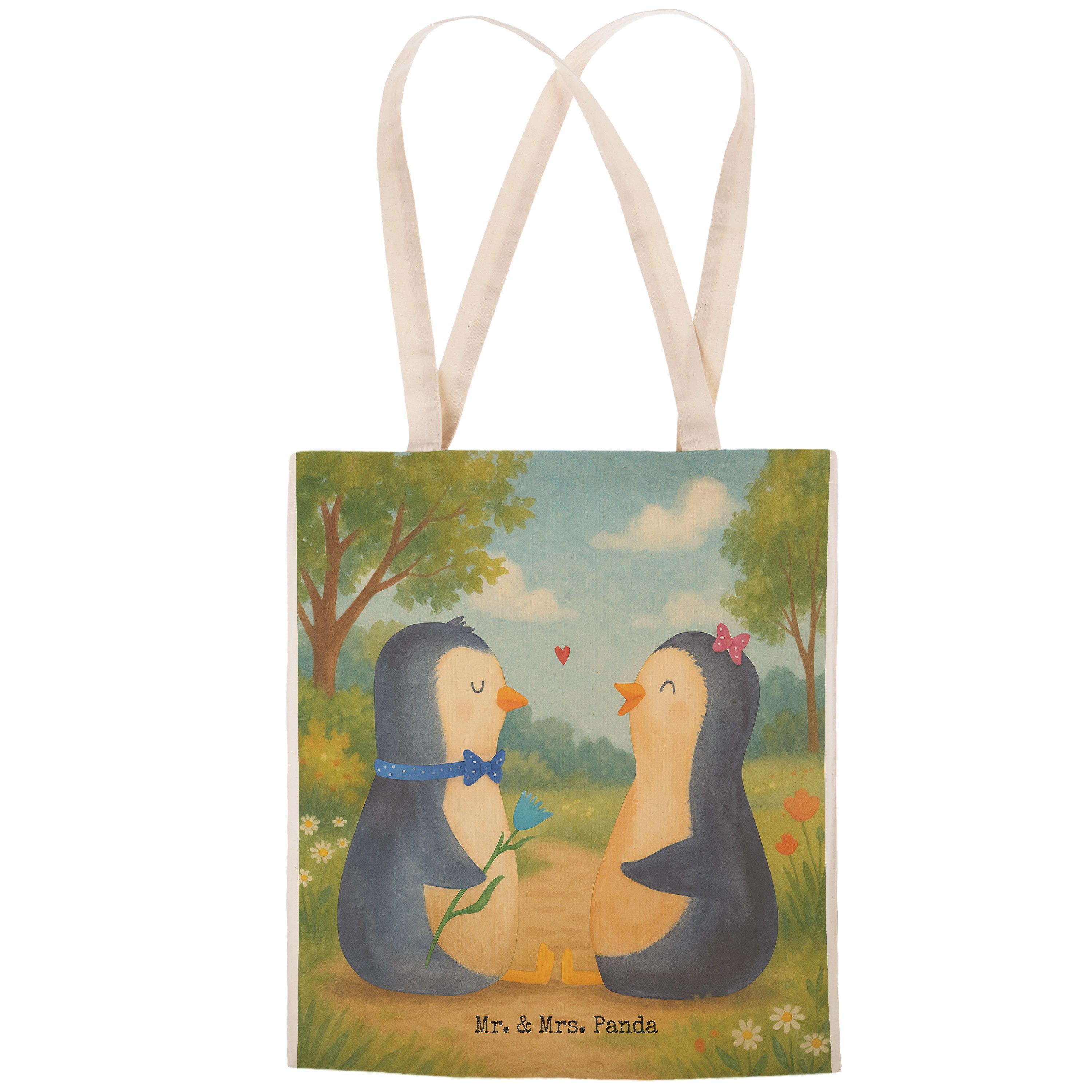 Mr. & Mrs. Panda Tragetasche Pinguin Pärchen Design, Tote Bag, Weiß, Liebe, shopping bag, Hochzeit (Packung), Verlobung Verliebt shopping bag