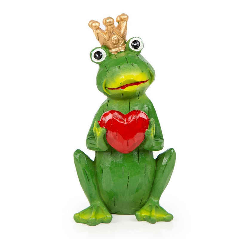 Logbuch-Verlag Dekofigur Froschkönig Figur Frosch mit Krone & Herz (1 St), grün Gold Märchenfigur Kinder 11 cm