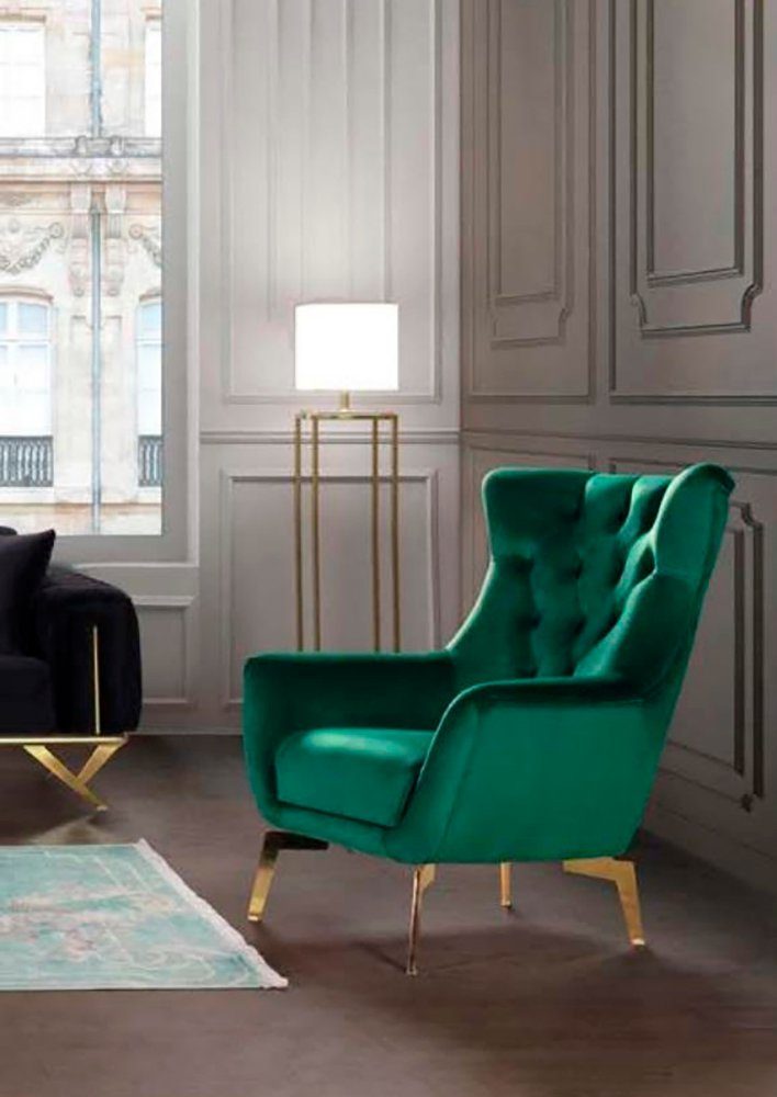 Europe Luxus Sessel Couch Relax JVmoebel Grün Textil Made Sitz Chesterfield in Bunte Sessel Polster (Sessel),