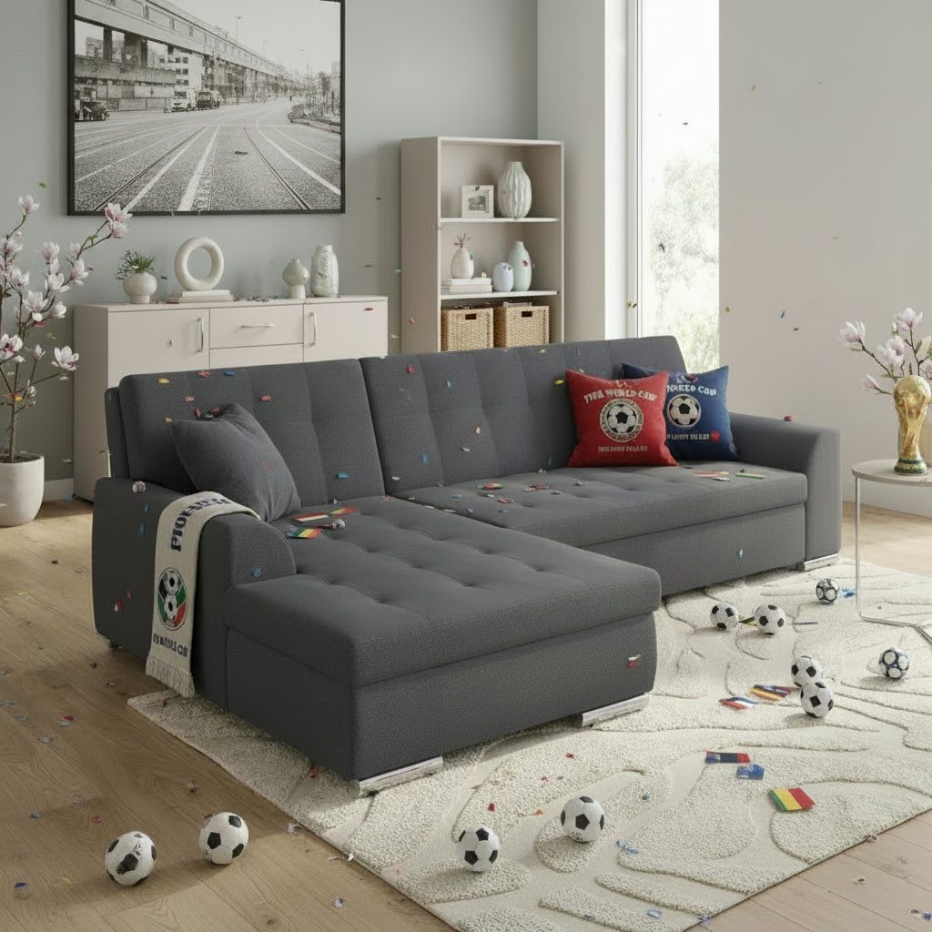 Ecksofa TREVISO viele Bezüge, auch in Cord, L-Form, 267x178 cm