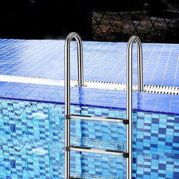 COSTWAY Poolleiter 3 stufig Pooltreppe, 132 cm hoch für 120 Pool, Edelstahl