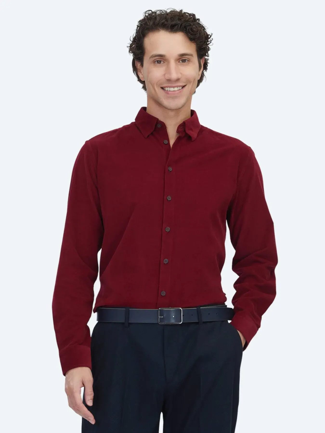 KİP Hemdbluse Rot gestreiftes Regular Fit Casual Hemd 100% Baumwolle