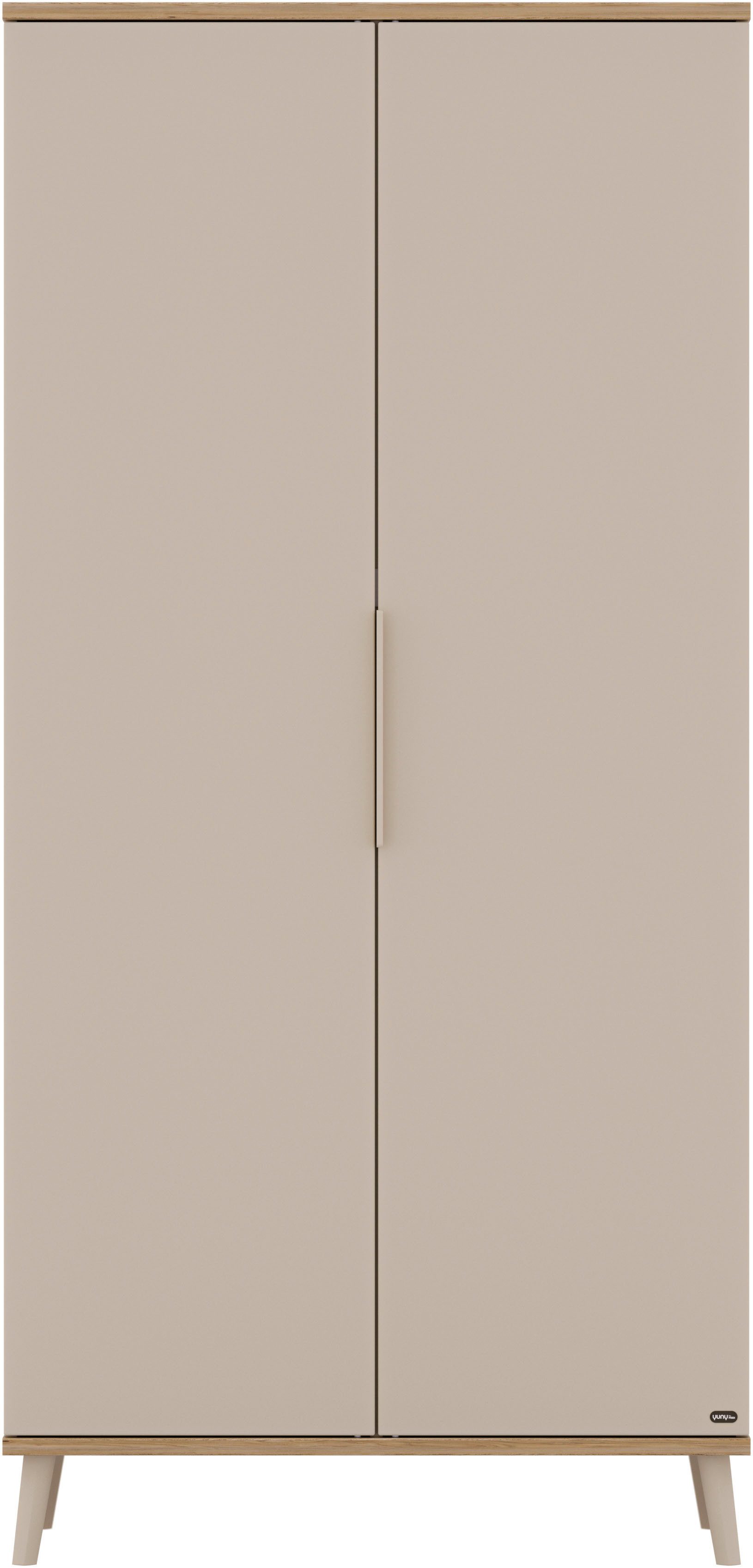 YUNY by PAIDI Kleiderschrank HAZEL in Beige, inkl. Kleiderstangen und Einlegeböden (B/H/T ca. 95-130/198/52cm, mit 2 oder 3 Türen) stabiler Drehtürenschrank aus Holz, mit Soft-Close-Funktion