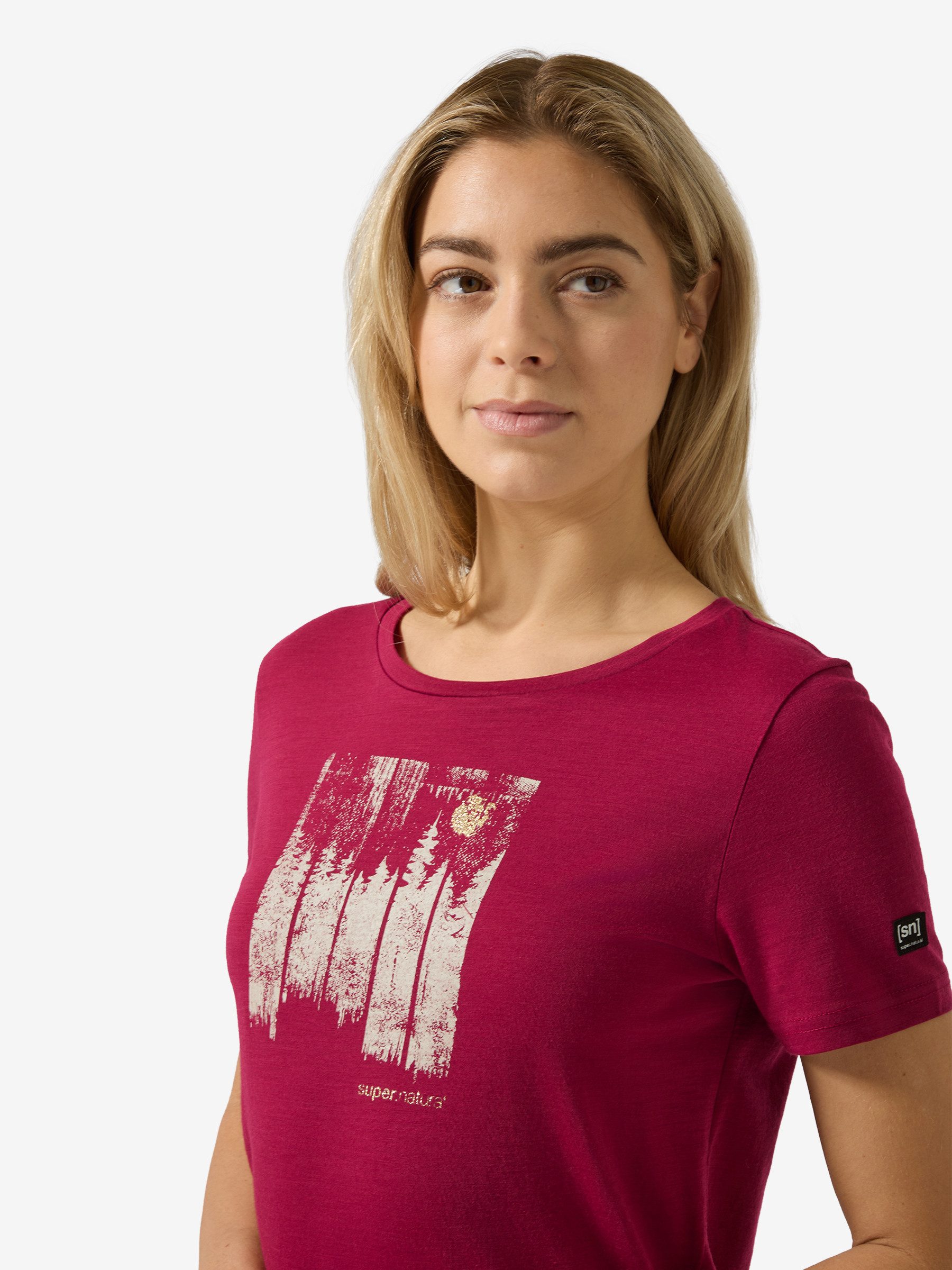 SUPER.NATURAL T-Shirt für Damen, Merino W WONDER WALD TEE mit Natur-Motiv, günstig online kaufen