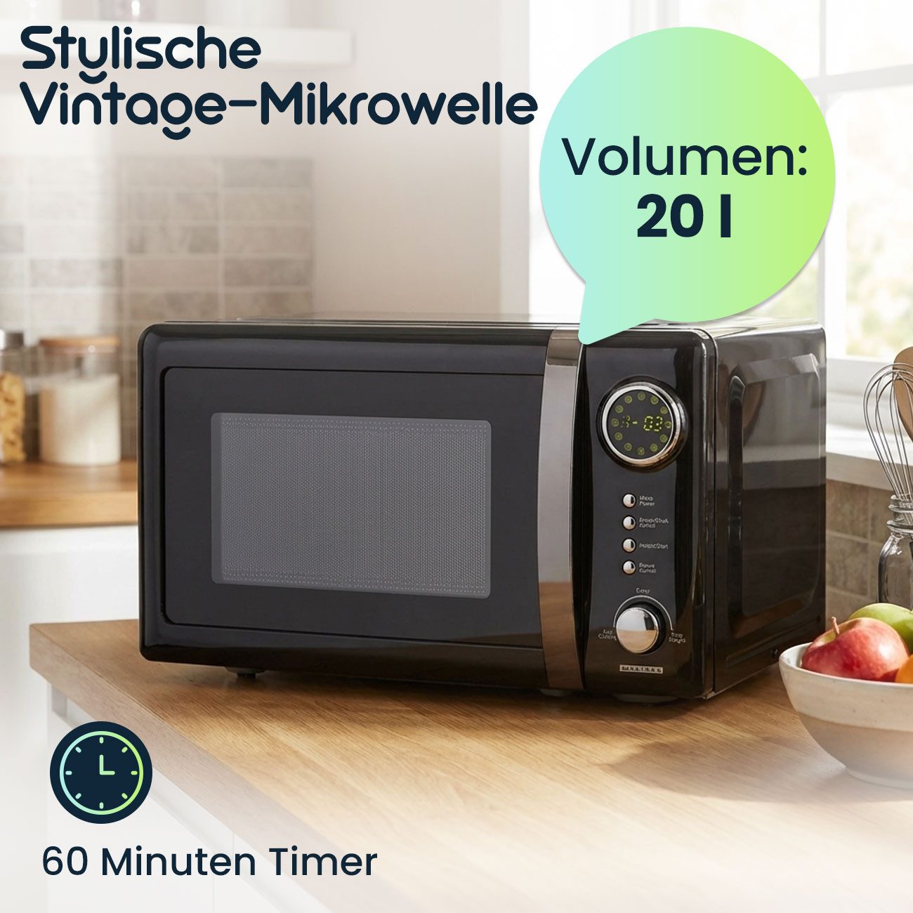 MELISSA Mikrowelle CH7196, Mit hochwertiger LED-Anzeige für Einstellungen