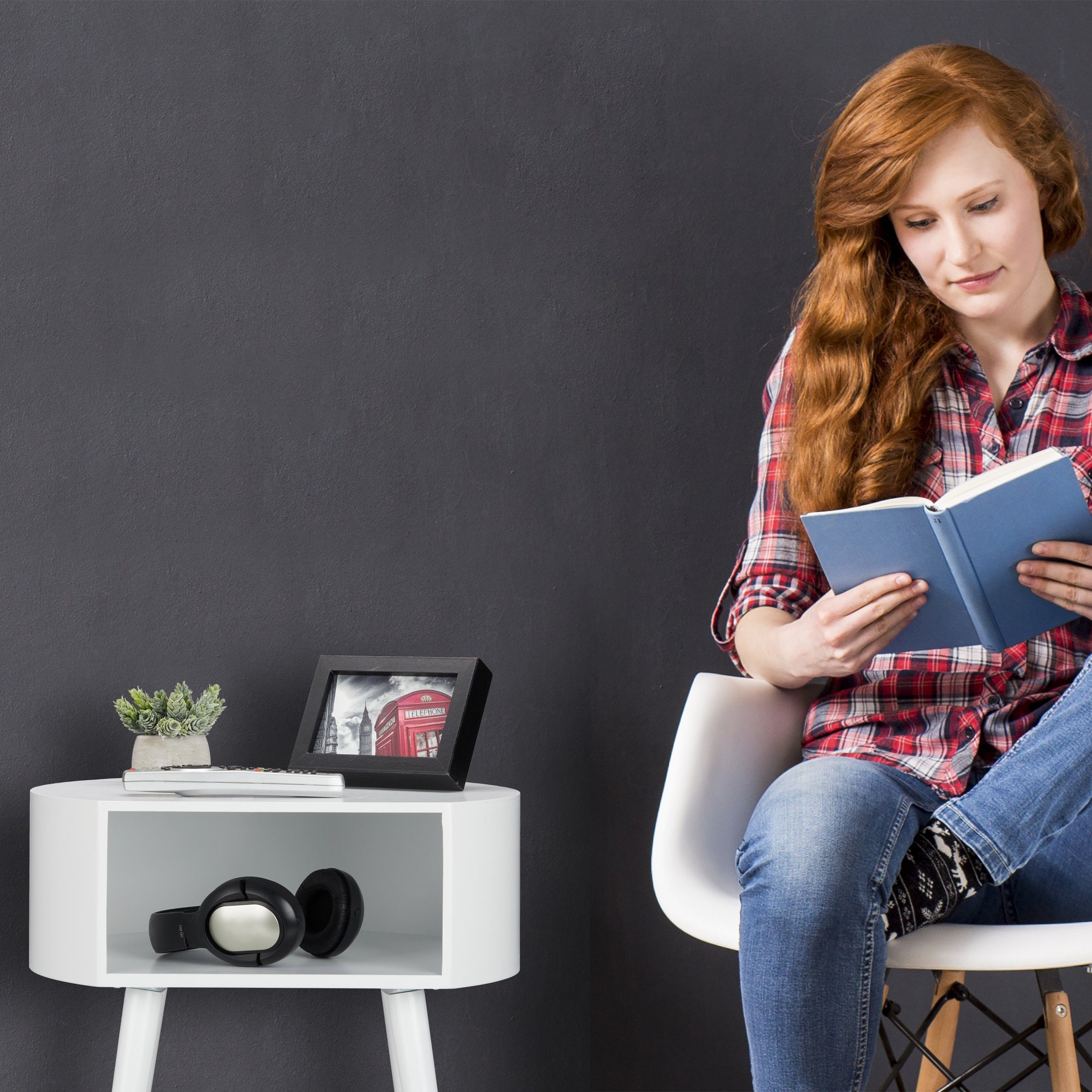 relaxdays Beistelltisch mit Ablagefach