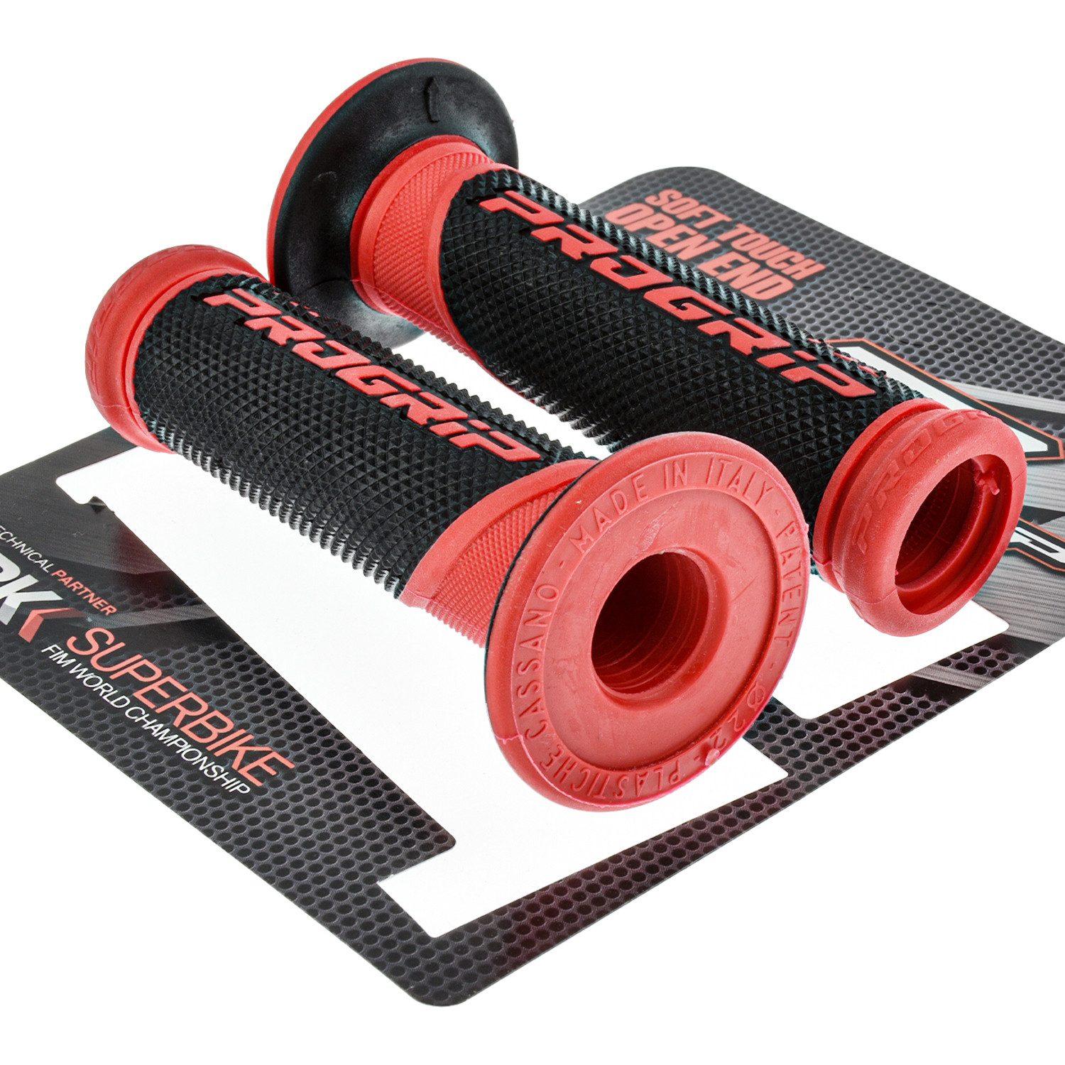 PROGRIP Fahrradlenkergriff Motorrad Lenkergriffe 732 Rot Schwarz Gummi 22mm 25mm (Paar), für Motorrad, Roller, Scooter, Quad, Cross
