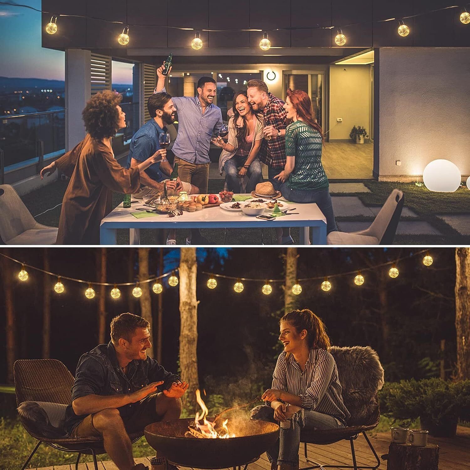 Terrassen Balkon LED Festival für Bäume LED G40 25 8 10M Verlängerbar Lampions, Lichterkette Kupferkabel Lichterkette LED-Lichterkette Aussen, Modi LETGOSPT Garten