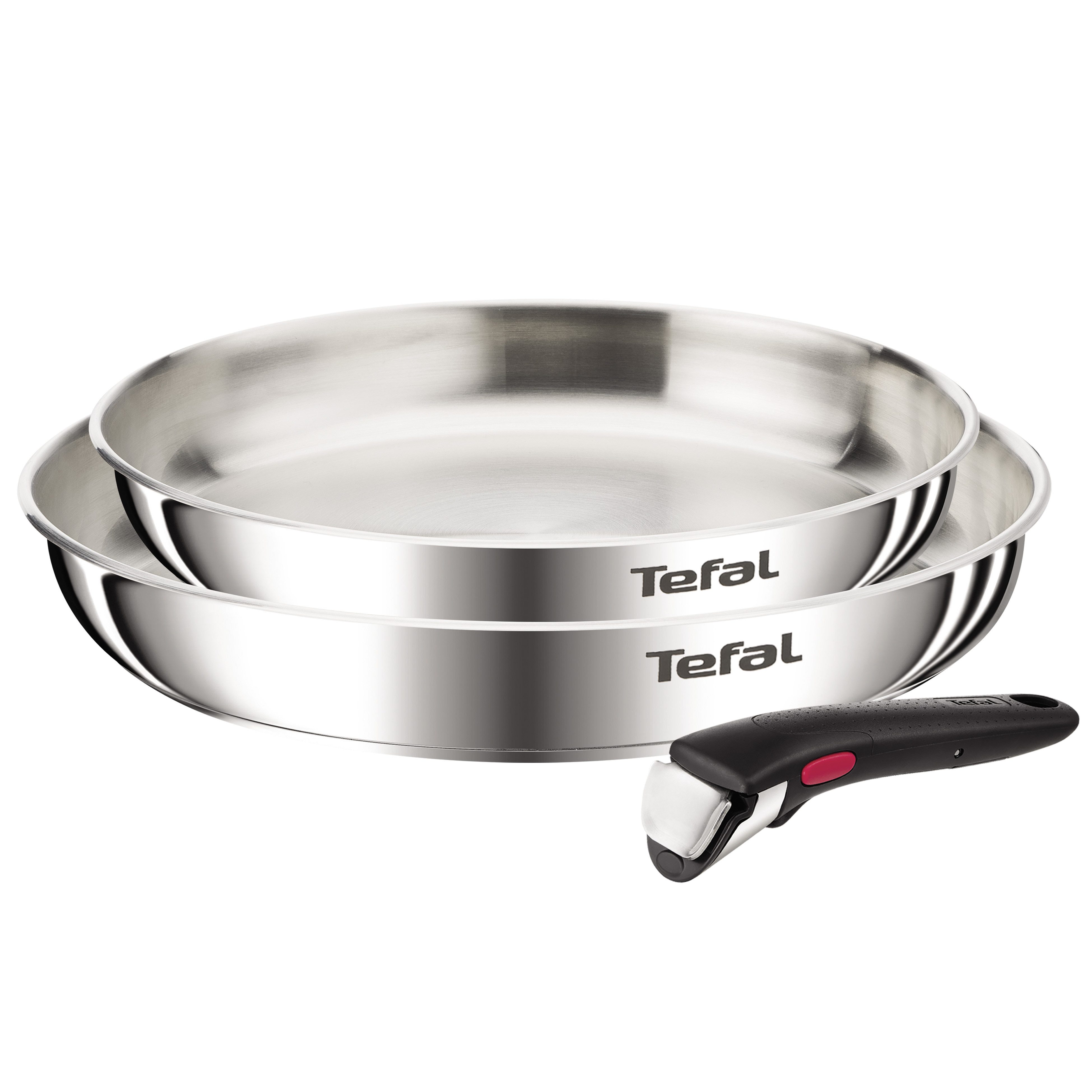 Tefal Pfannen-Set Ingenio Emotion, Edelstahl (Set, 3-tlg), abnehmbarer Ingenio-Griff, stapelbar, unversiegelt, induktionsgeeignet