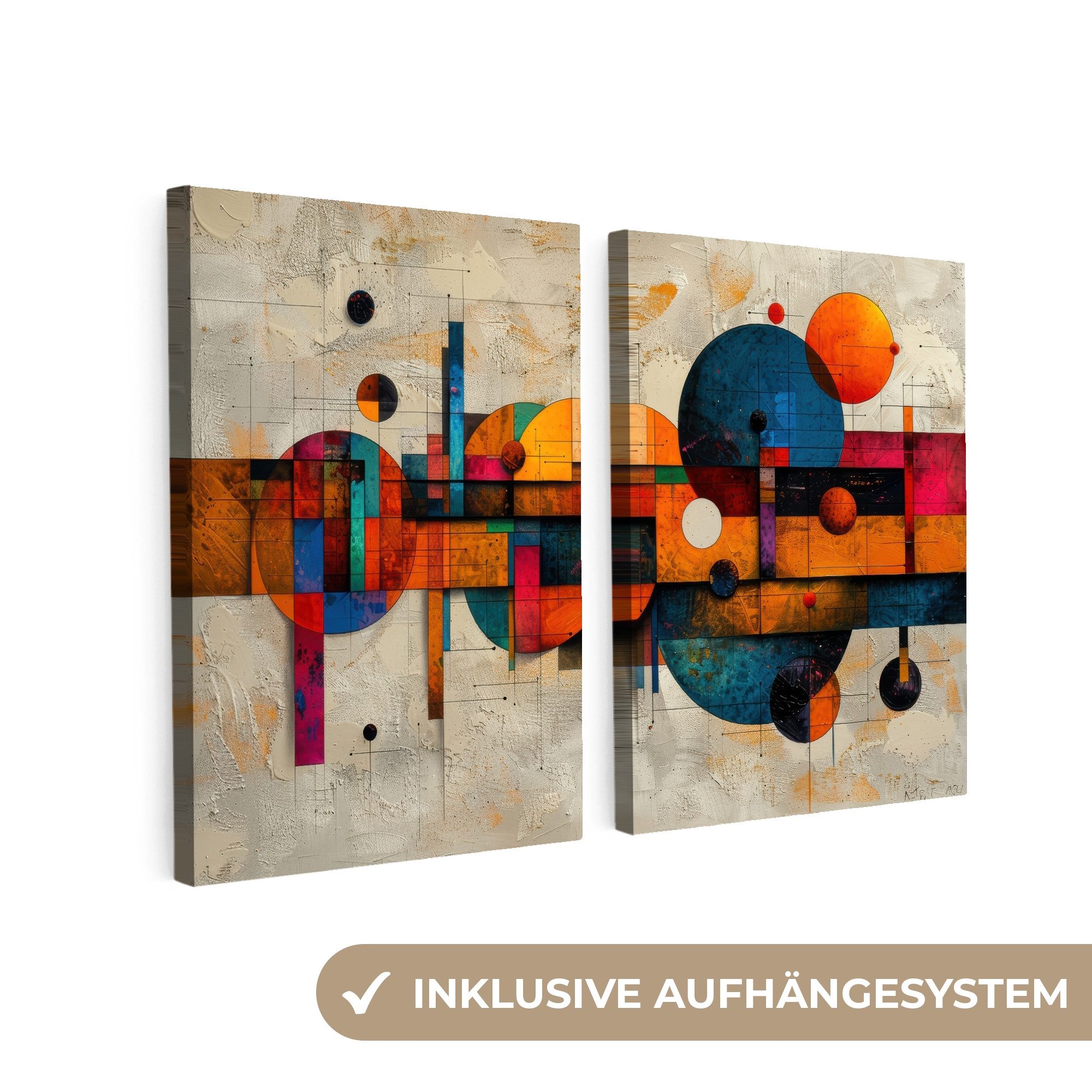 MuchoWow Leinwandbild Farbenfroh - Geometrisch - günstig online kaufen