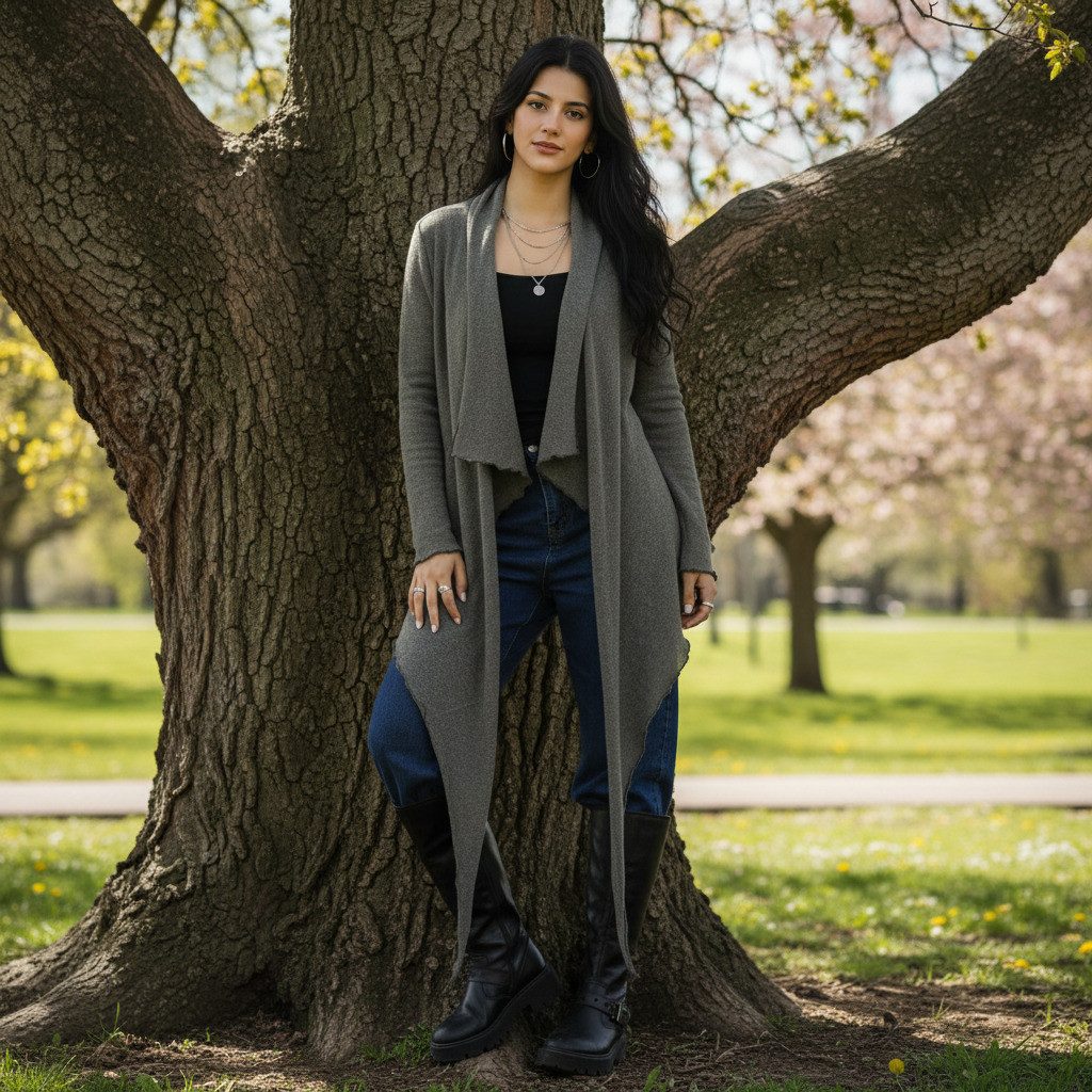 Guru-Shop Longsleeve Wickelshirt, Baumwollstrick Pullover,.. alternative Bekleidung