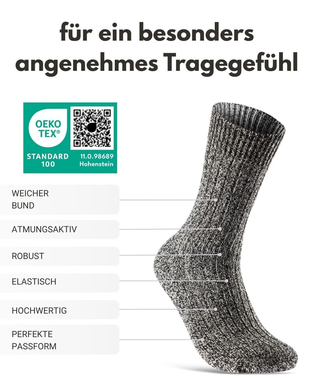 sockenkauf24 Norwegersocken 6 Paar warme Wintersocken Herren & Damen Wollsocken mit verstärkter Sohle in Schwarz Grau Anthrazit - 70301T