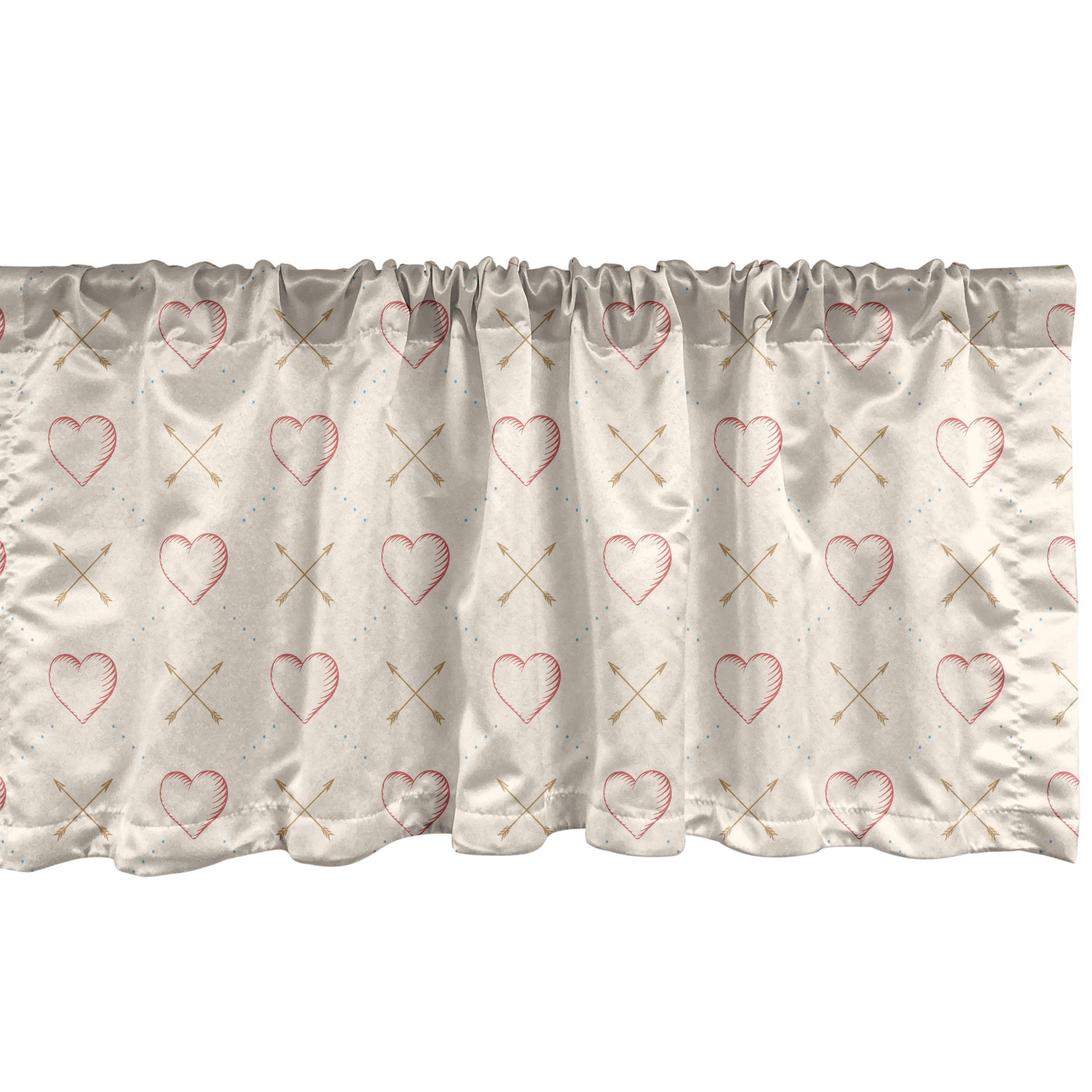 Scheibengardine Vorhang Volant für Küche Schlafzimmer Dekor mit Stangentasche, Abakuhaus, Microfaser, Valentines Cutsy Pfeil und Herzen