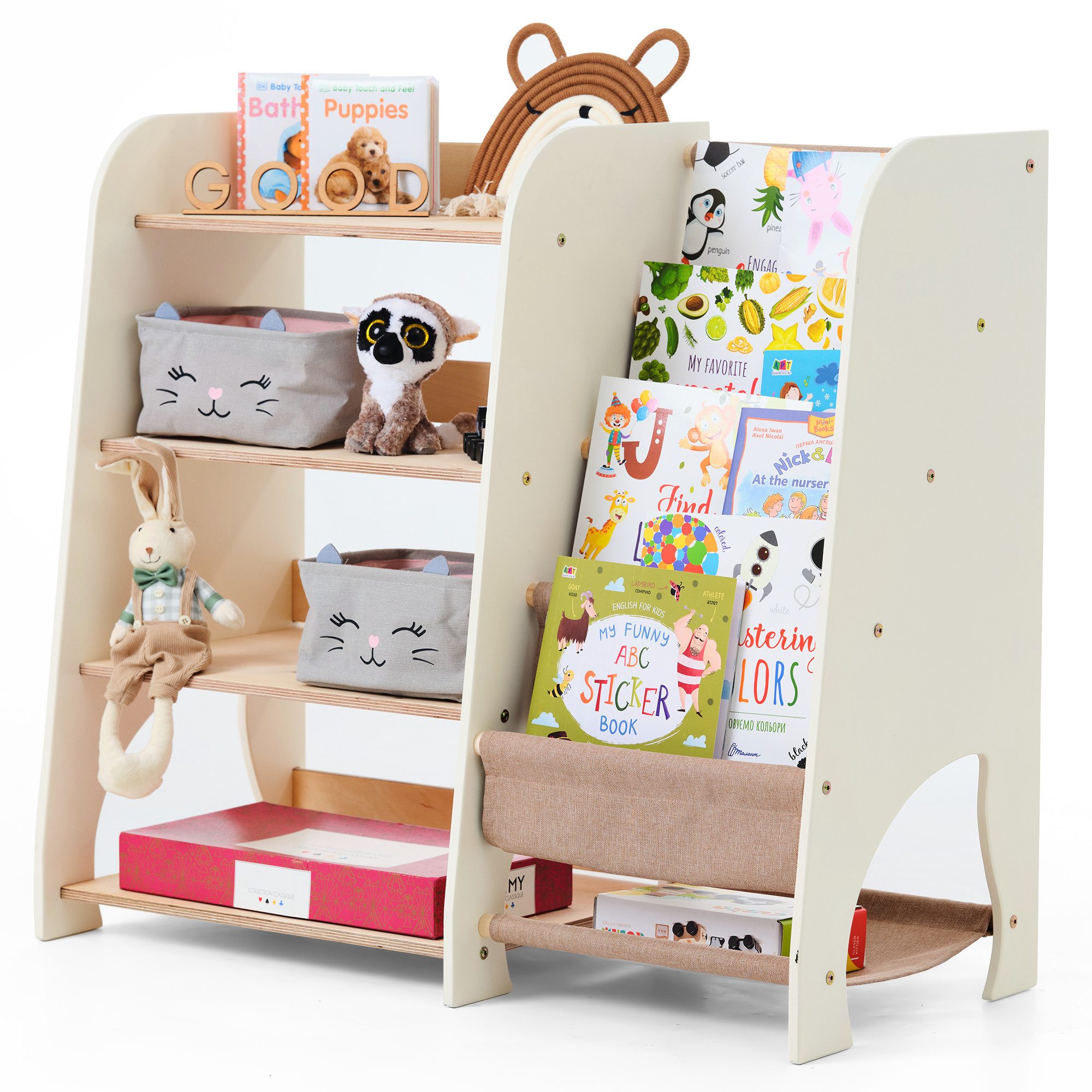 Goodevas Kinderregal Holz-Bücherregale Funktionaler Spielzeugorganisator fü günstig online kaufen