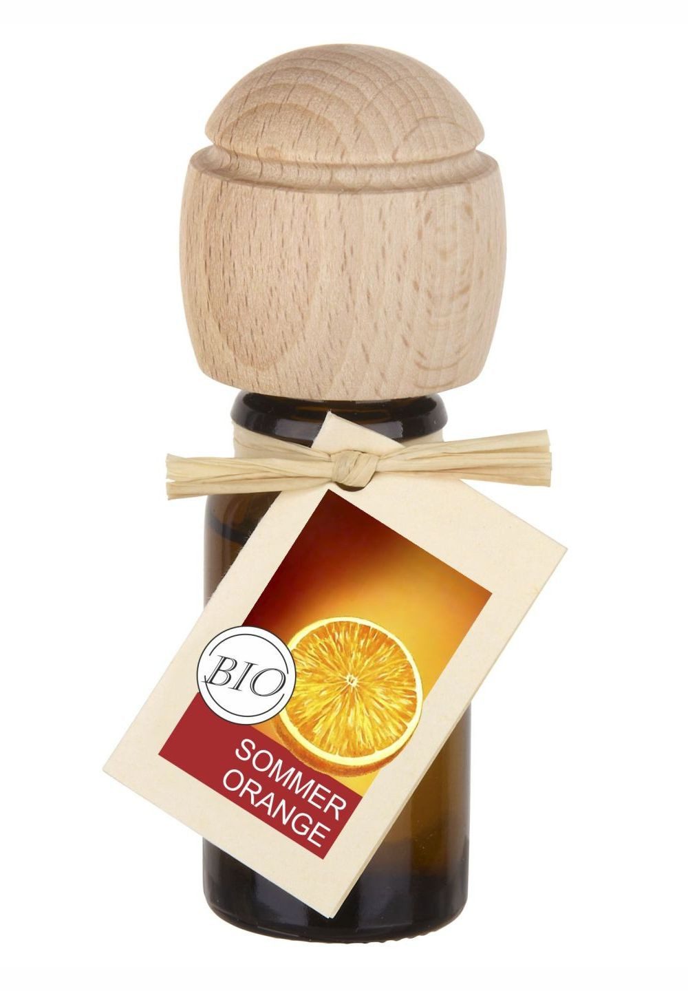 Traumduft-Manufaktur Duftöl Sommerorange (1-St), Piccolino Duftöl Raumduft mit Buchenholzkopf Bioöl 10 ml