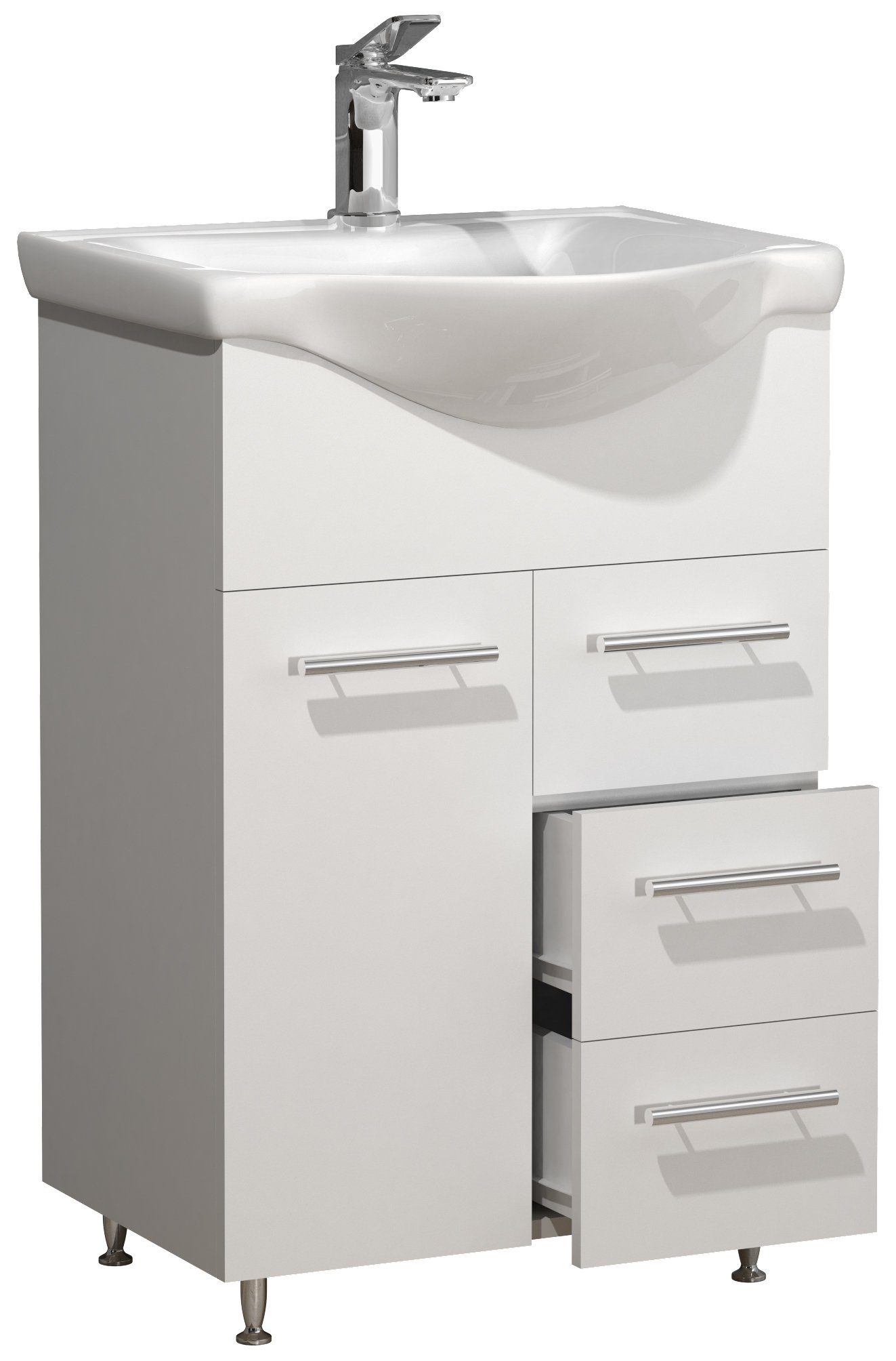 VCM Waschtisch Lisalo 2er Set B. 55 x T. 45 x H. 81 cm (Set, 2-St., 1x Unterschrank 1x Waschbecken), 2 Türen, 1 Fach, inklusive Waschbecken, pflegeleicht, Stauraum im Bad