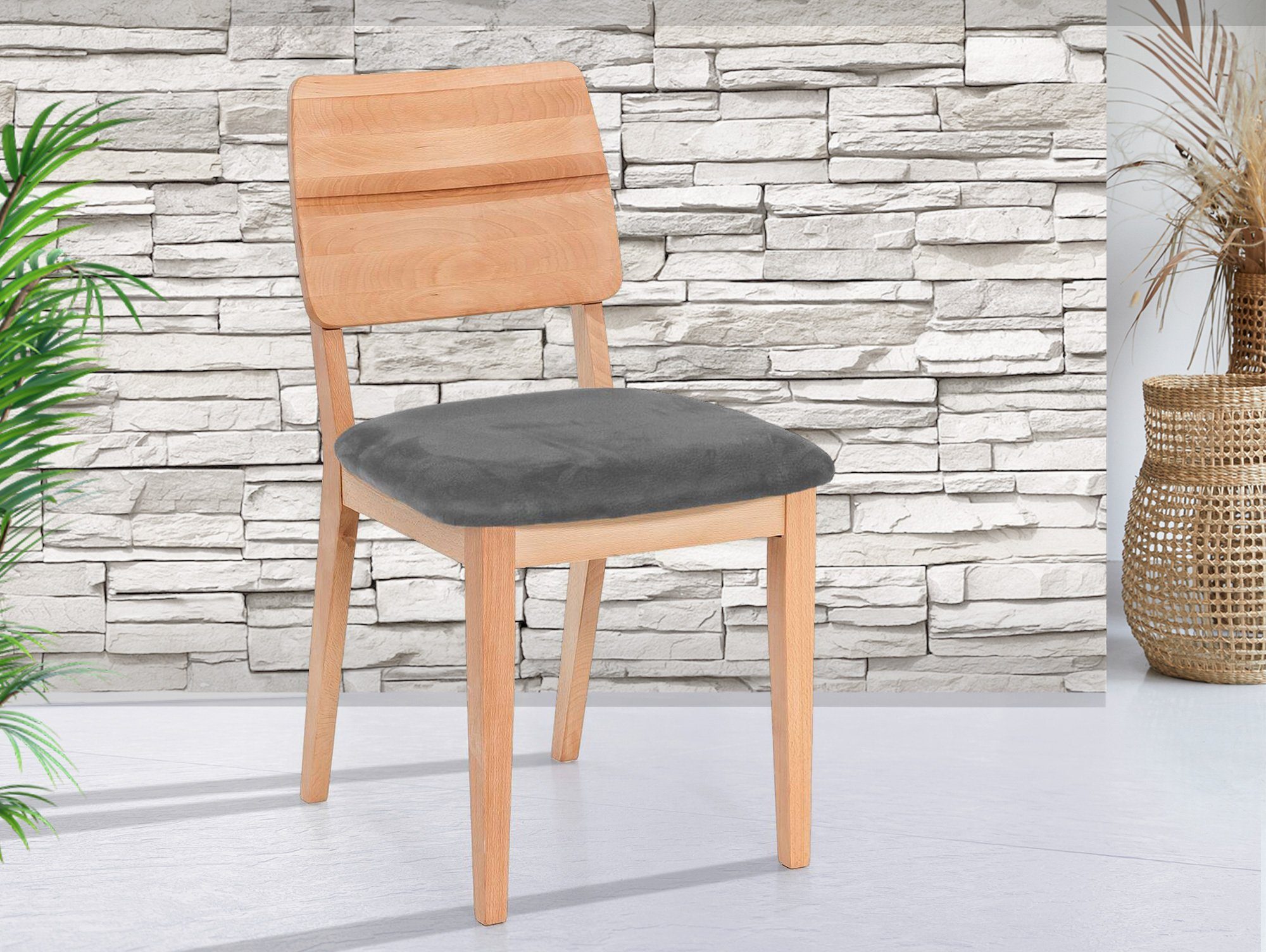 Moebel-Eins Esszimmerstuhl, NETRON Esstischstuhl, Material Massivholz/Bezug Kunstleder