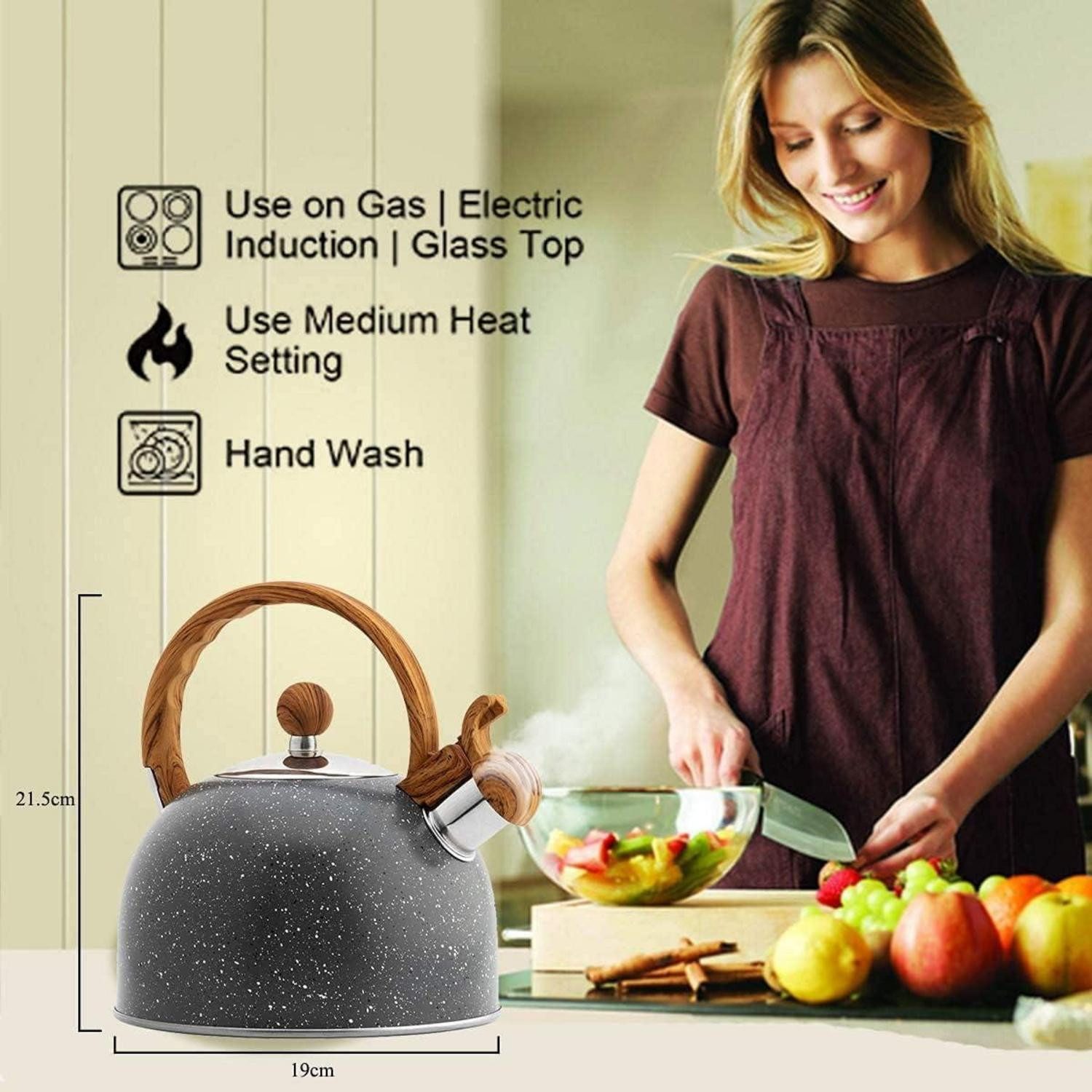 LuxusKollektion Teekanne Teekessel Flötenkessel Induktion Edelstahl 2.5L Wasserkocher – Bild 2 von 5