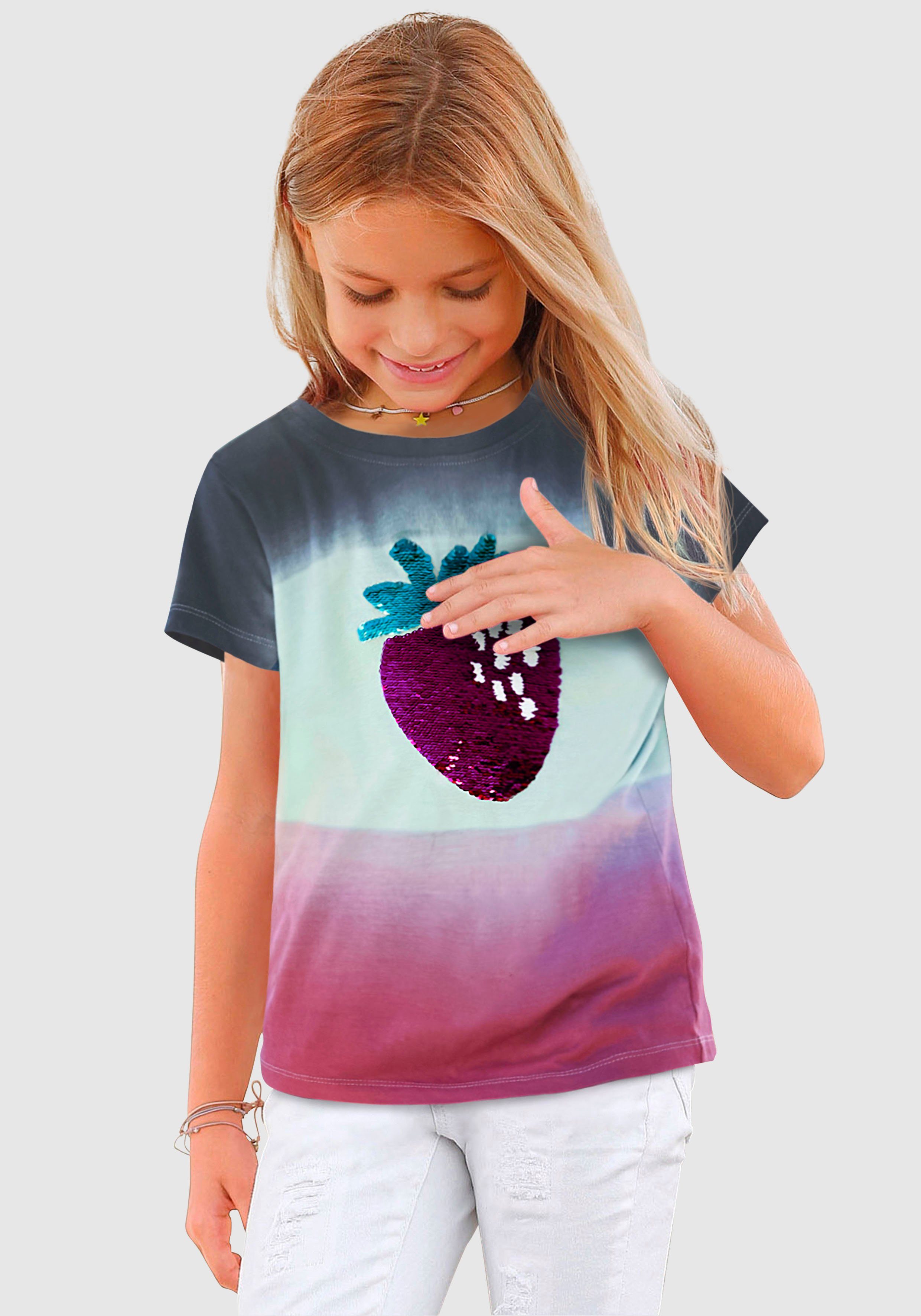 KIDSWORLD T-Shirt mit Wendepailletten Farbverlauf &