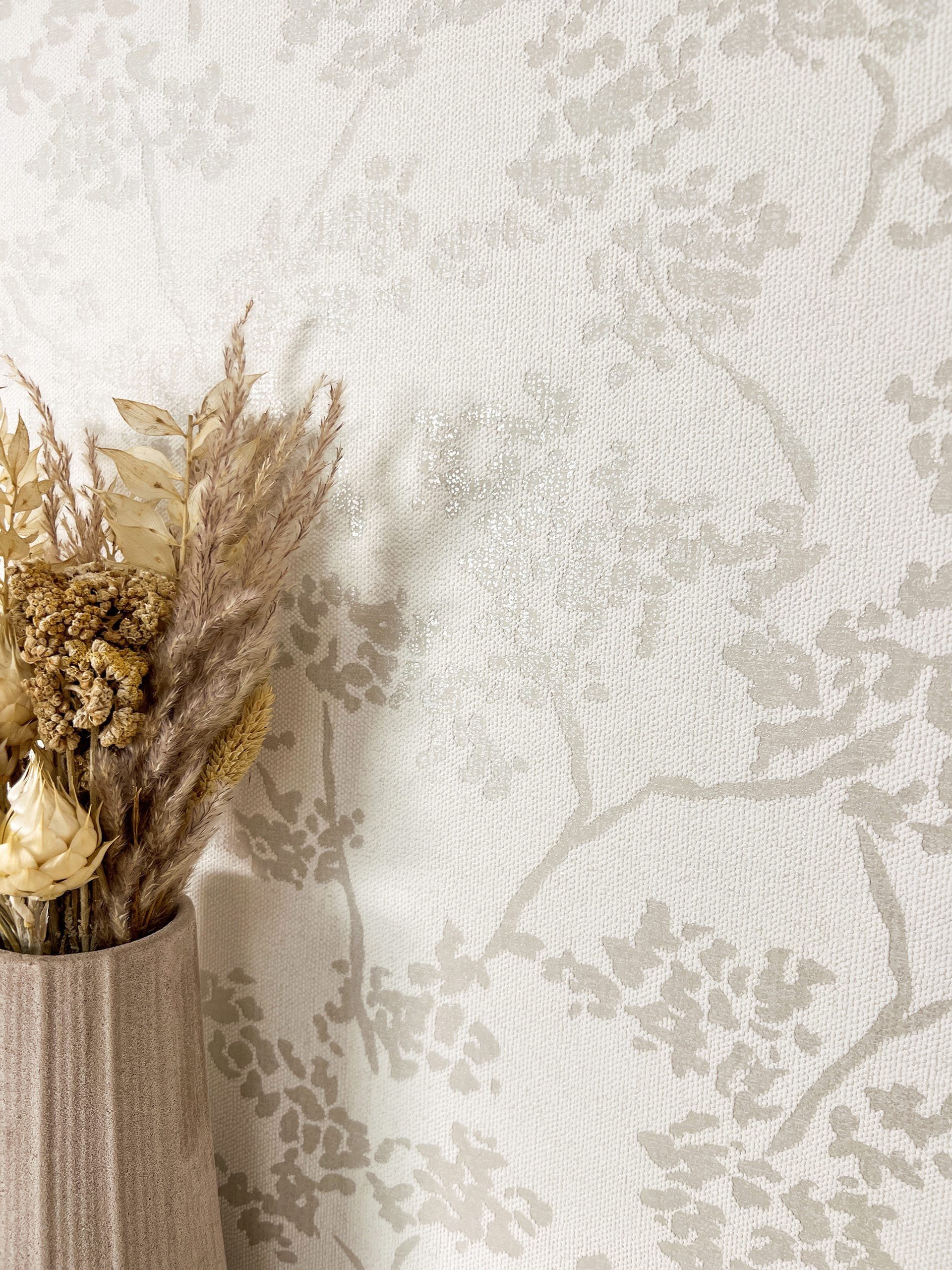 Newroom Vliestapete, Creme Tapete Floral Blumen günstig online kaufen