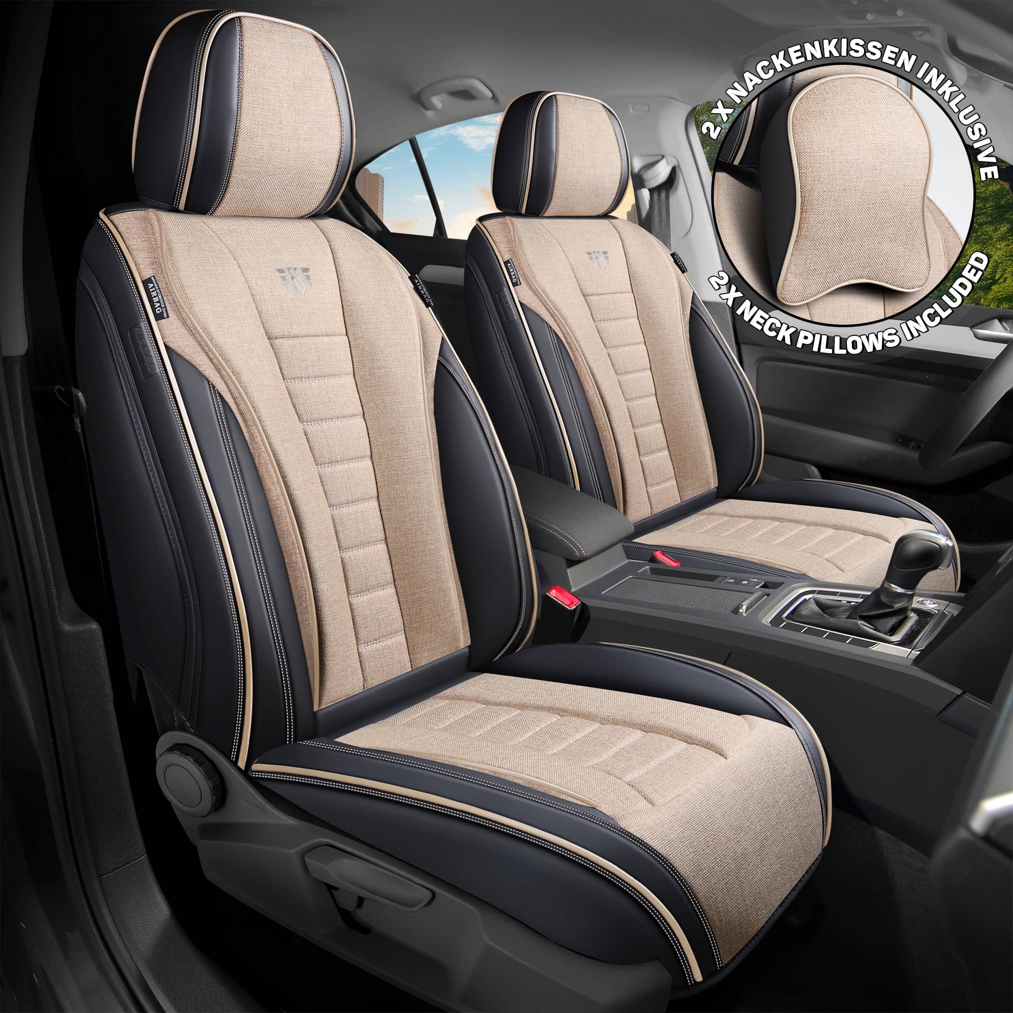 BREMER SITZBEZÜGE Autositzbezug für Ford Mustang 6 Bj 2009-13 (NL3), Set, Schonbezüge Sitzbezüge Fahrer und Beifahrer, in Schwarz/Beige