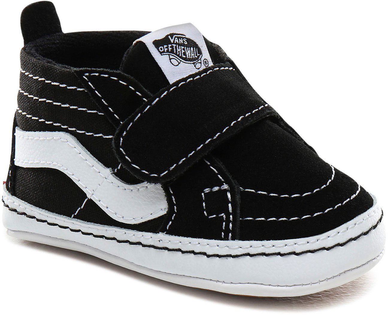 SK8-Hi schwarz-weiß mit Crib Babys Klettverschluss Vans für Lauflernschuh