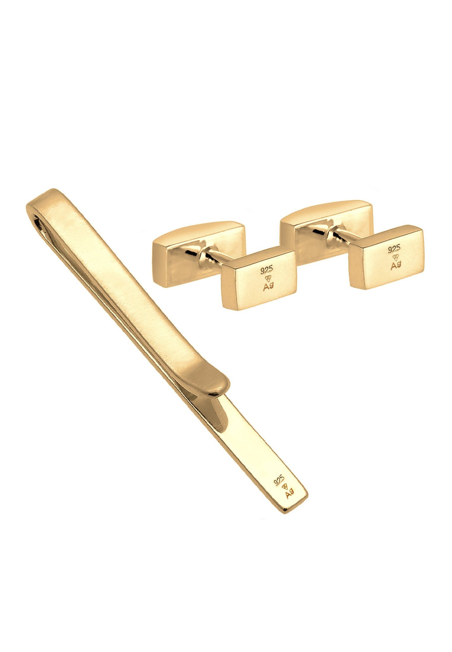 Kuzzoi Manschettenknöpfe Krawattennadel Manschettenknöpfe Basic 925 Silber, Geo