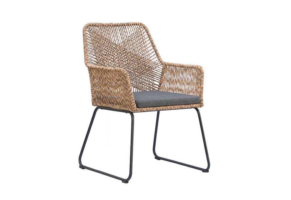 faee Gartenstuhl Tabarca, Stahlgestell mit Korbgeflecht, inkl. Sitzkissen